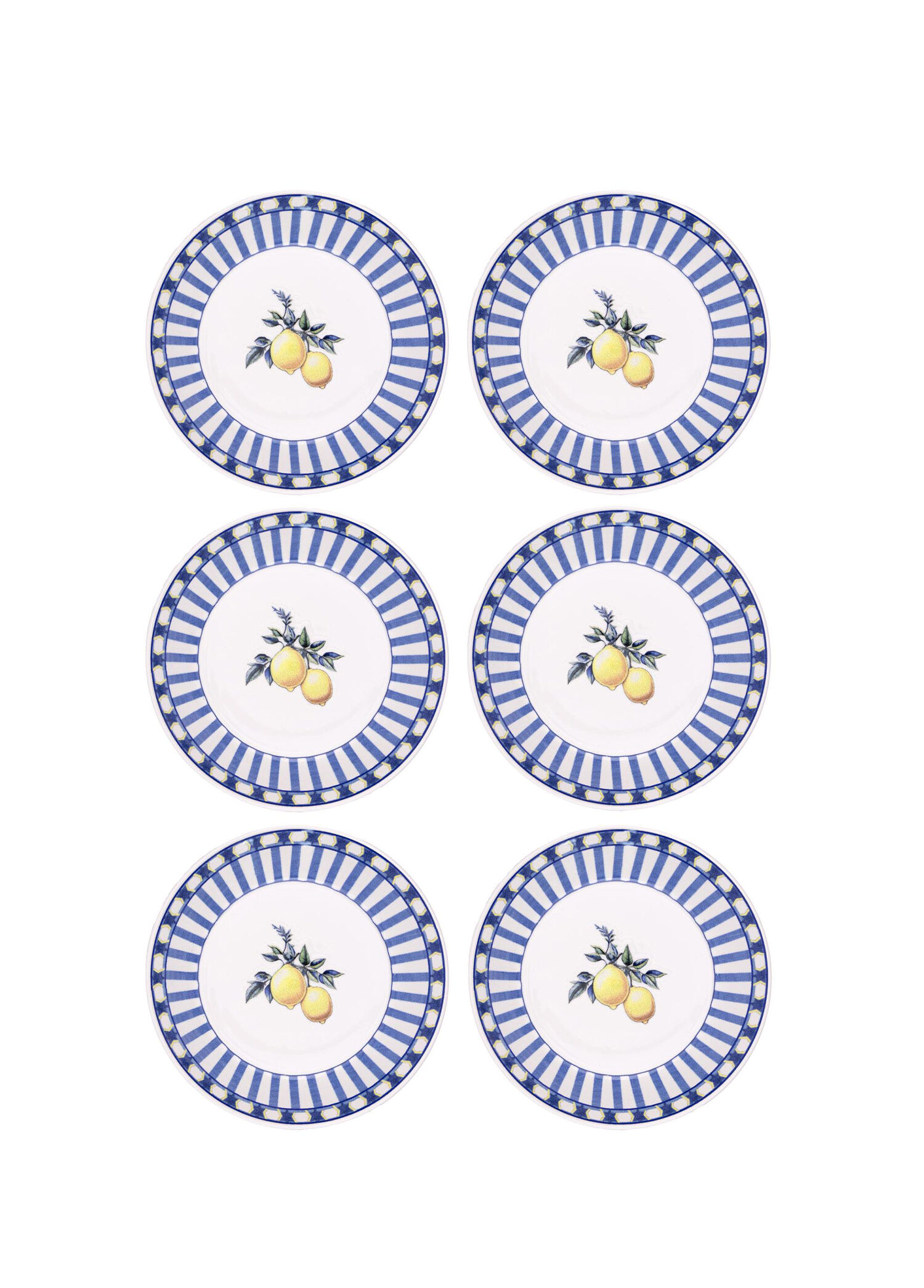 Odore Di Limone Seramik 6'lı Yemek Tabağı Seti 20 cm