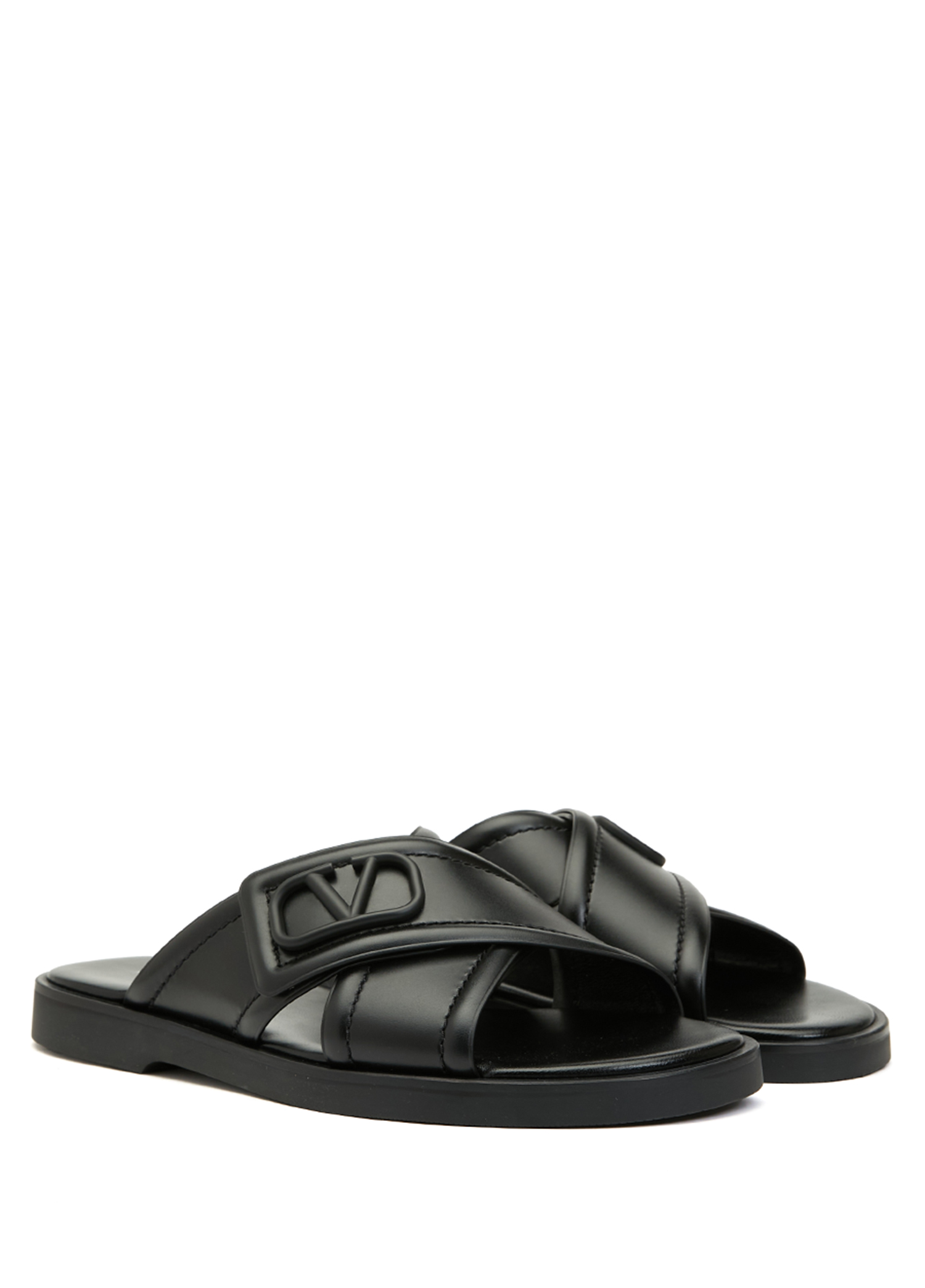 サンダル・ミュール VALENTINO Black leather Quiltie slippers (6W2S0LK0KHU 0NO) VALENTINO Black leather Quiltie slippers (6W2S0LK0KHU 0NO