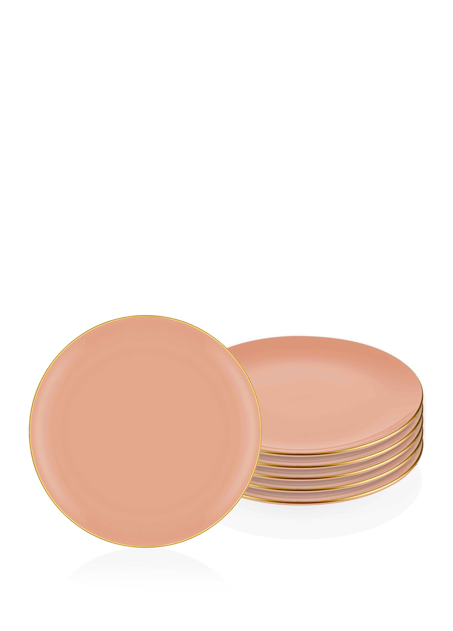 The Mia - Basic Somon Seramik 6'lı Servis Tabağı Seti - Pembe