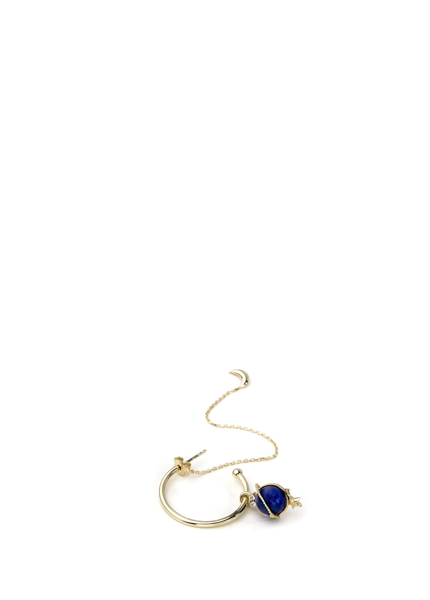 Diamond and Lapis Lazuli 8 Ayar Yellow Gold Kadın Küpe