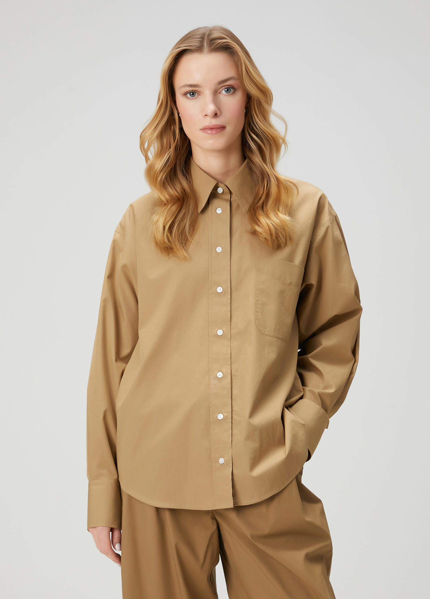 Camel Poplin Gömlek_3