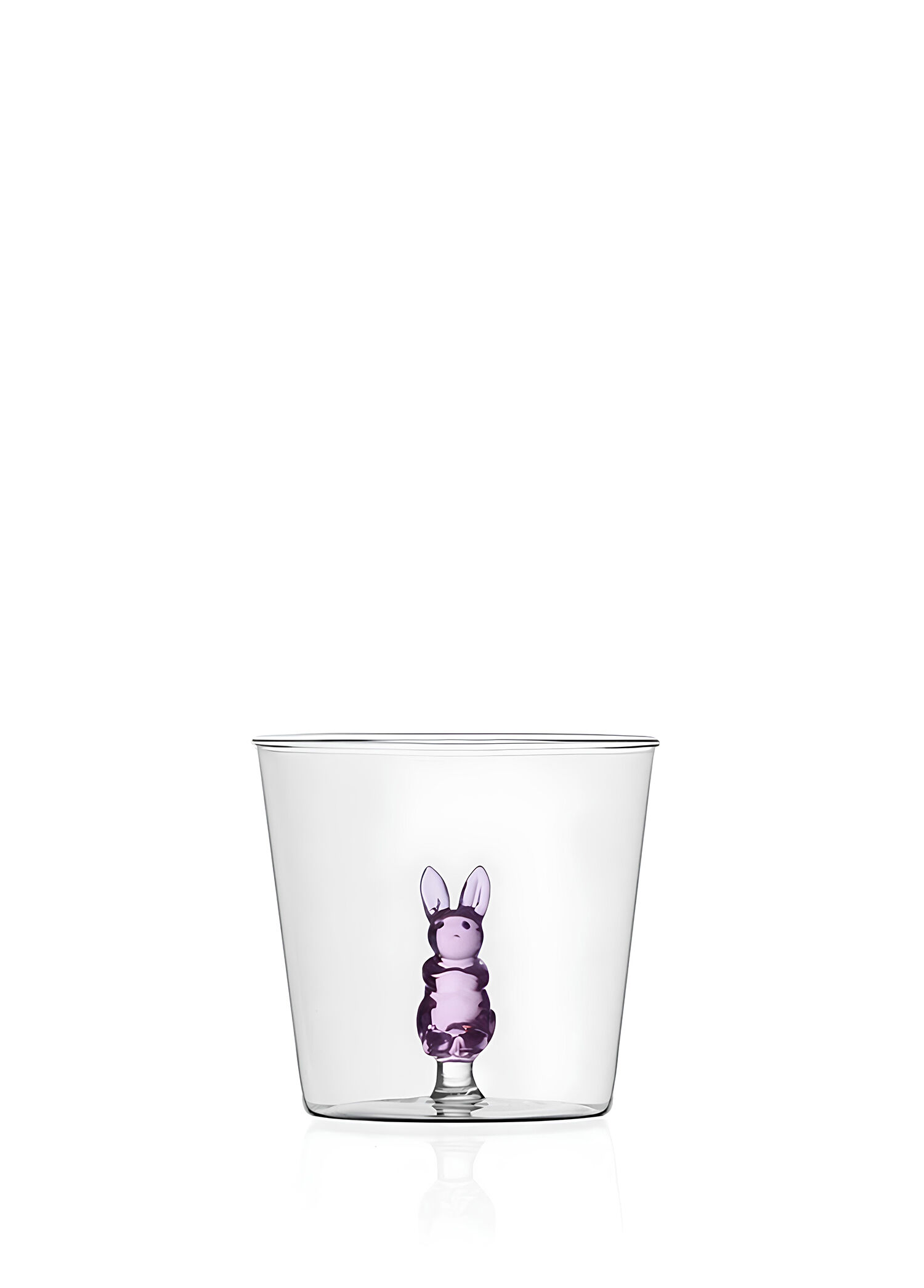 Pembe Tavşan Figürlü Cam Su Bardağı