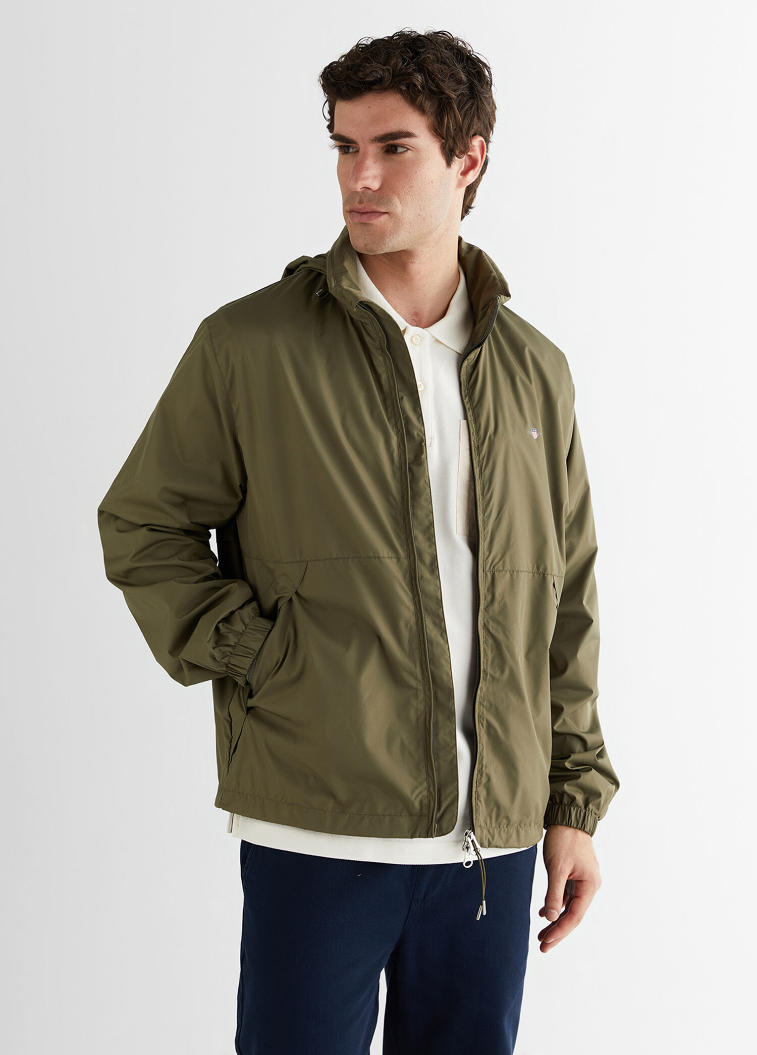 Yeşil Regular Fit Kapüşonlu Erkek Rüzgarlık