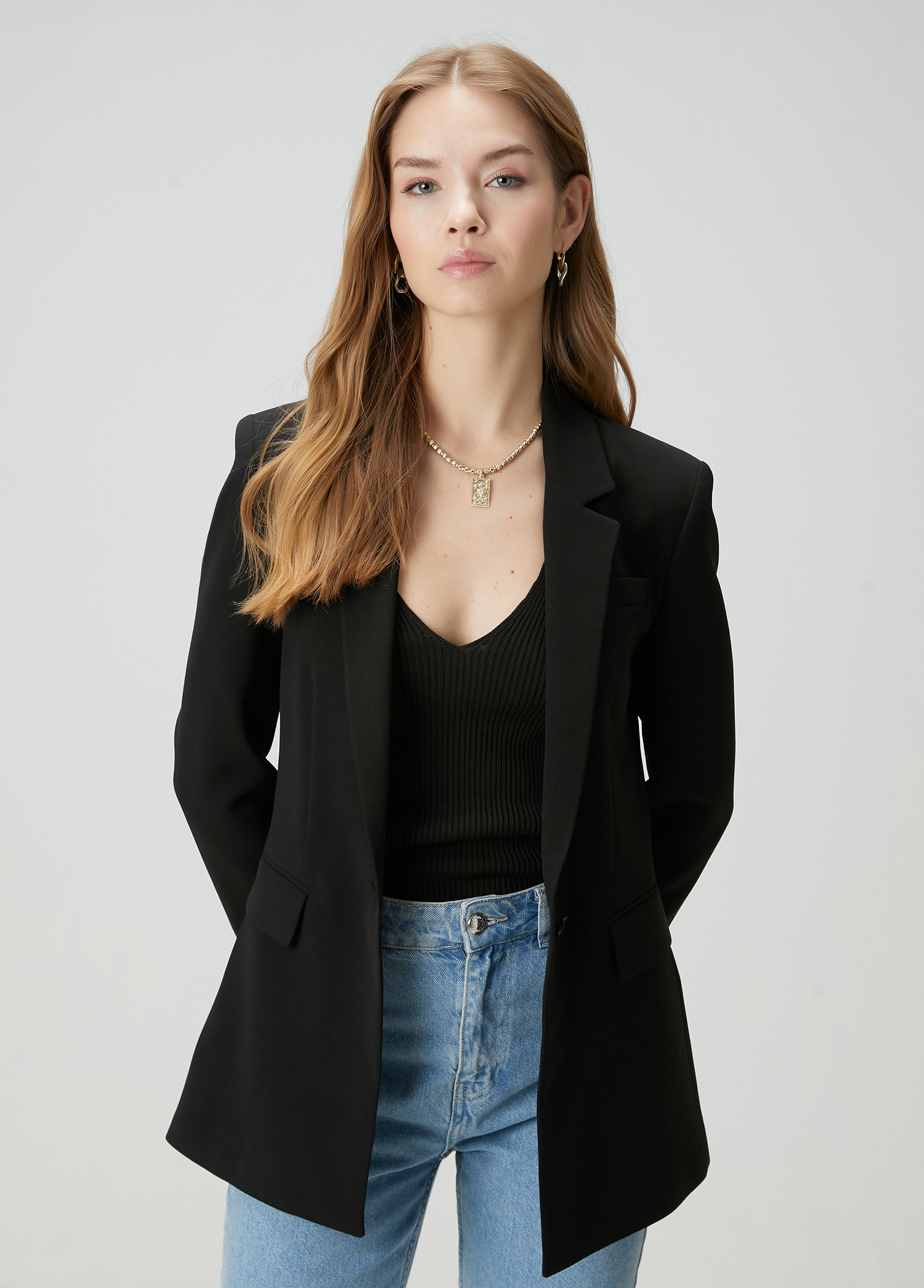 Siyah Krep Blazer