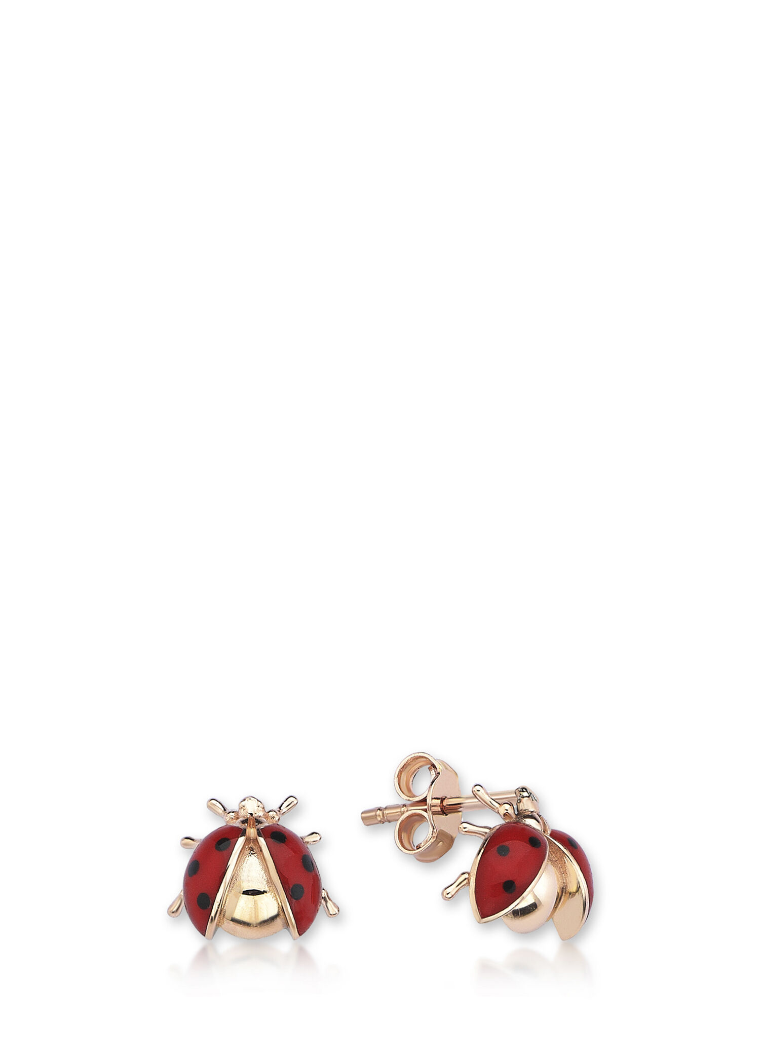 Uğur Böceği Pimli Rose Gold 14 Ayar Altın Kadın Küpe