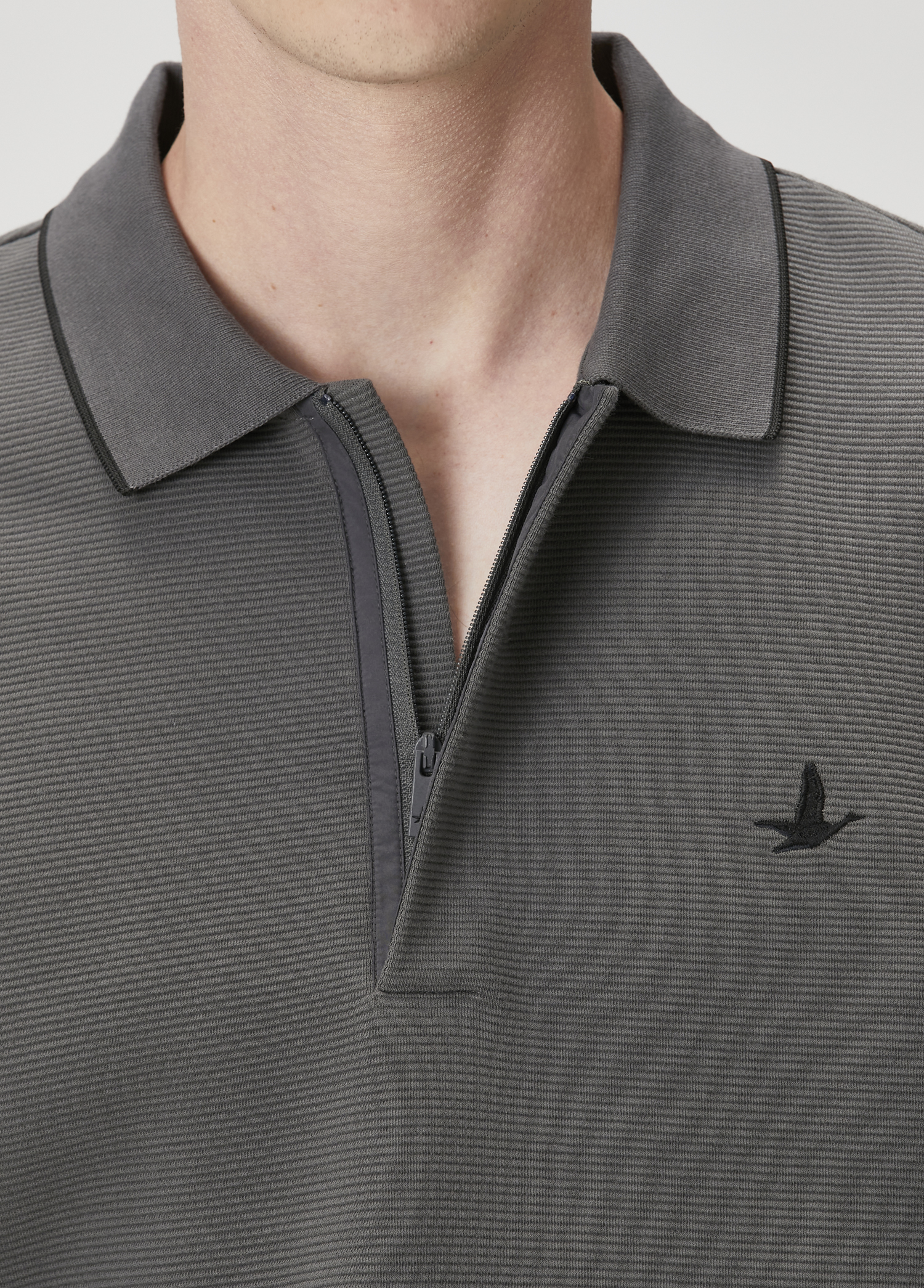 Comfort Fit Antrasit Polo Yaka Sweatshirt_5