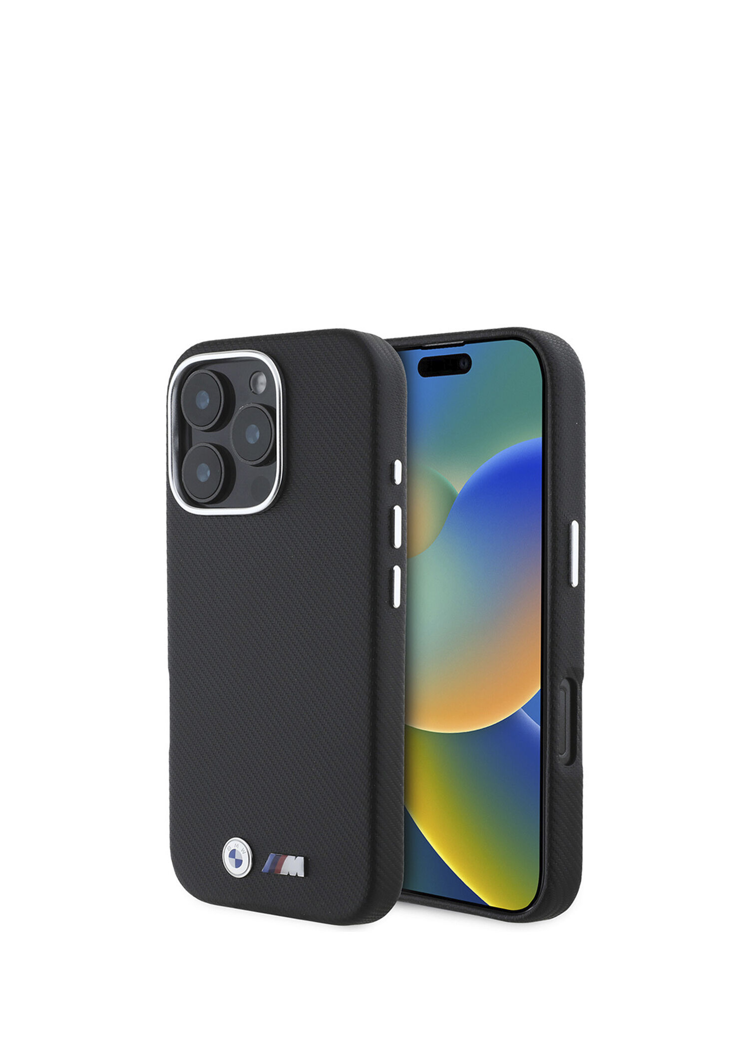 BMW - iPhone 16 Pro Max Karbon Tasarımlı Suni Deri Telefon Kılıfı - Siyah