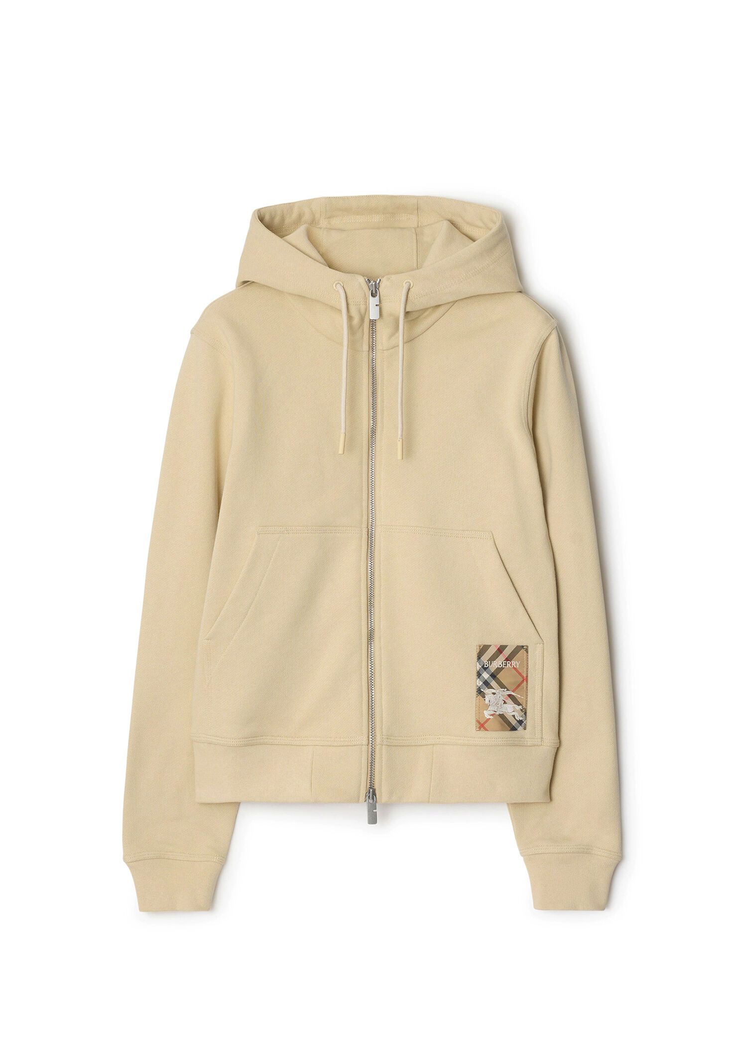 Krem Rengi Kapüşonlu Fermuarlı Kadın Sweatshirt