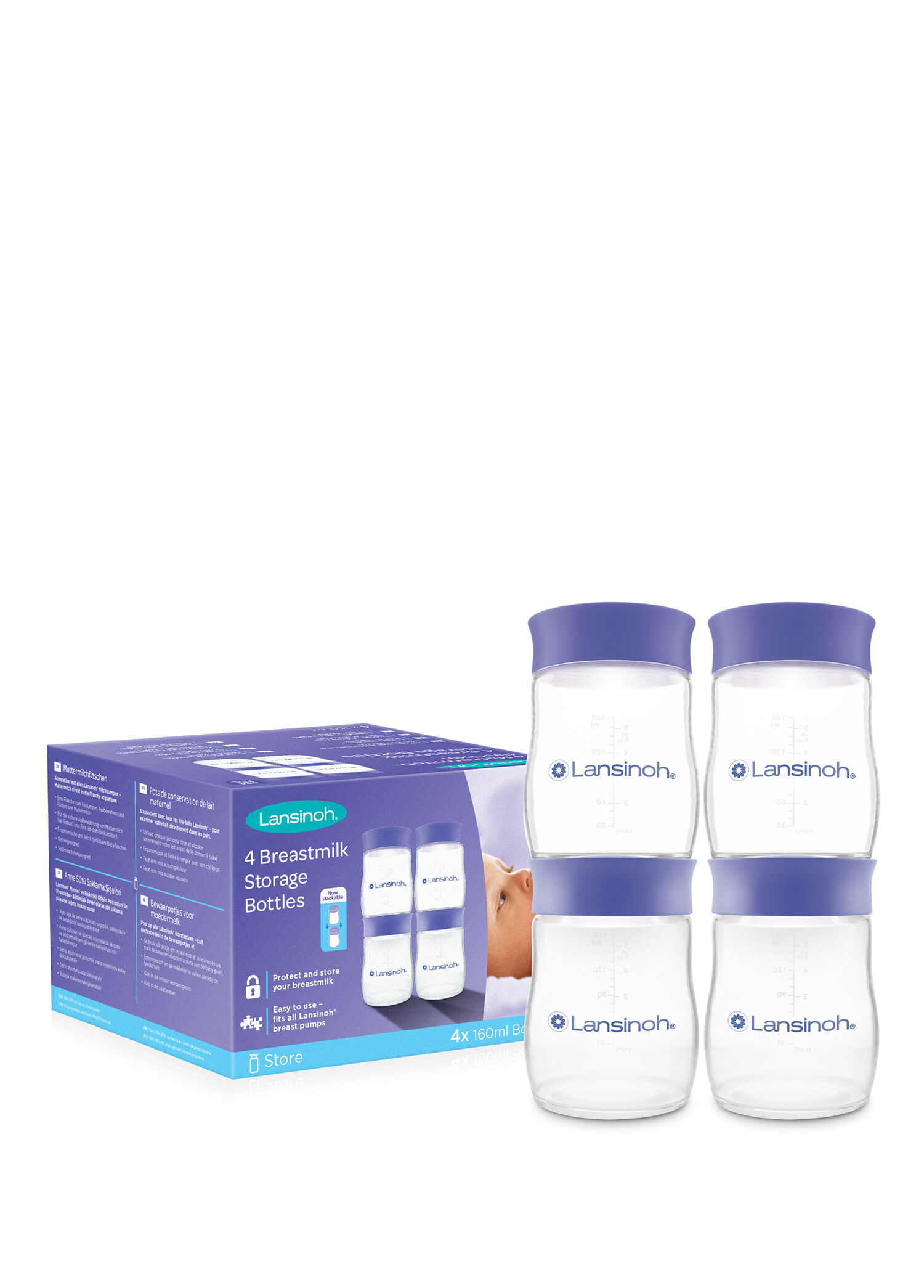 Şeffaf 4'lü Anne Sütü Saklama Şişelesi 160 ml