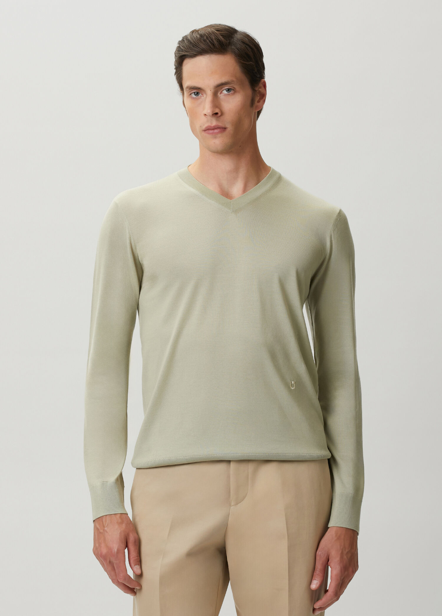 Khaki V-Neck Sweater