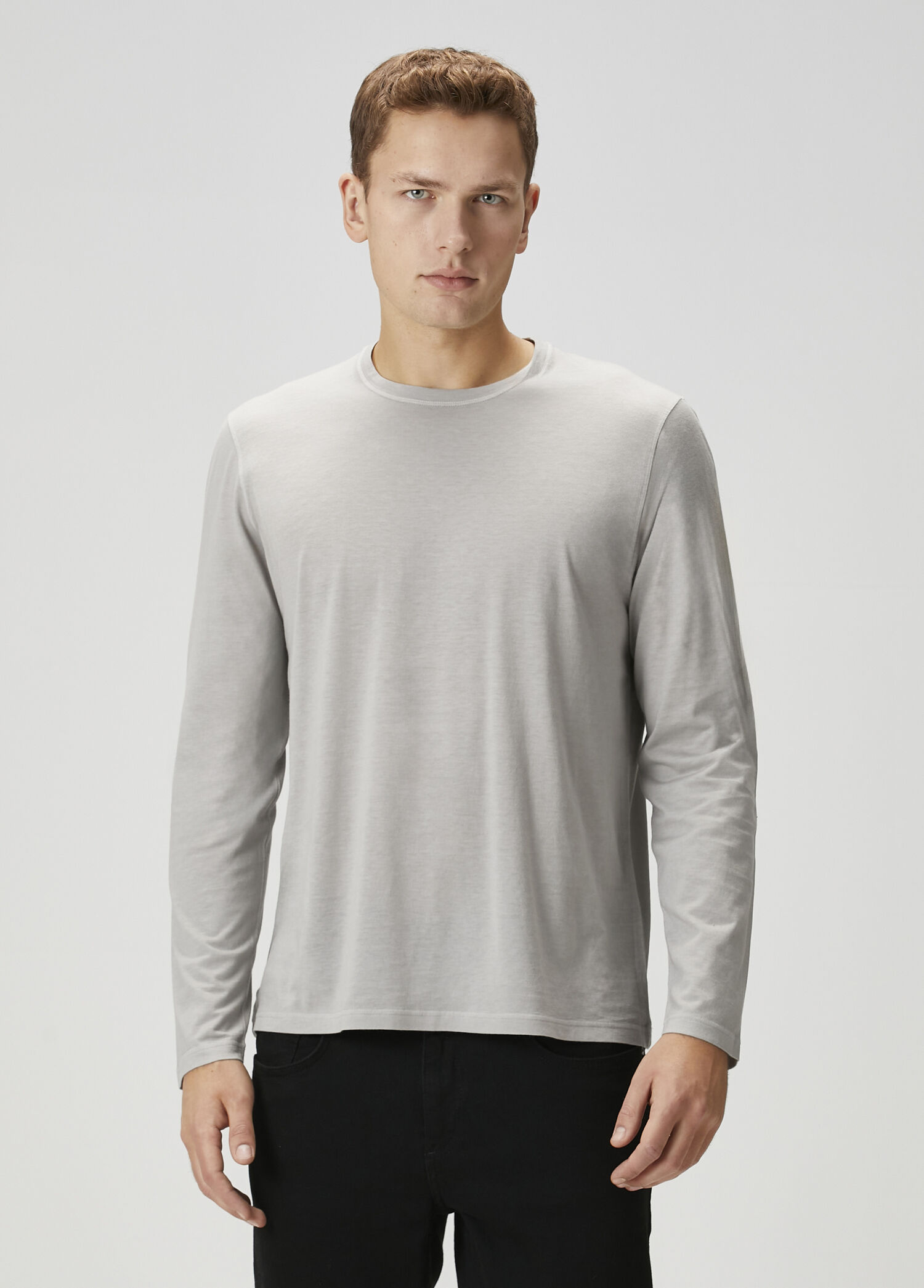Gri Uzun Kollu T-shirt