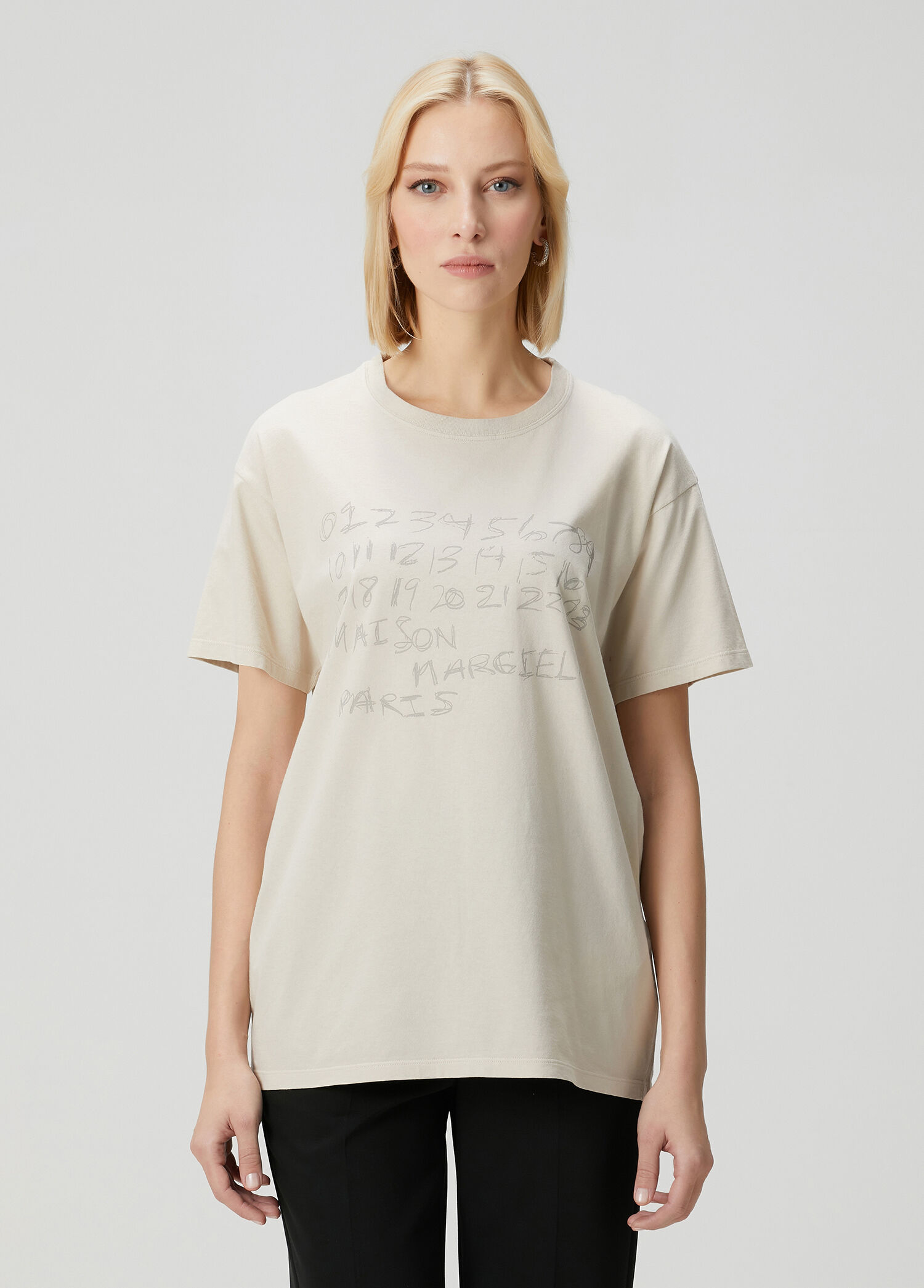 Bej Baskılı T-shirt