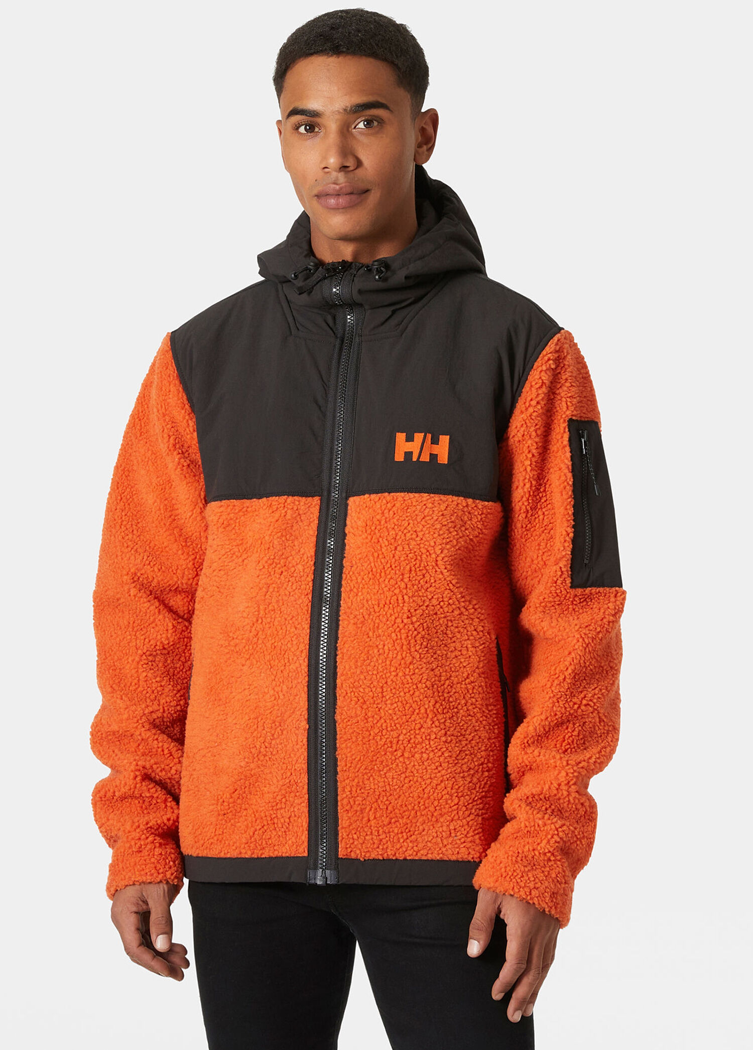 新品 15400円★アンダーアーマ POLARTEC 黒 蛍光オレンジ フリース Helly Hansen Patrol Orange Iron Erkek Pile Yüksek Yaka Erkek Polar