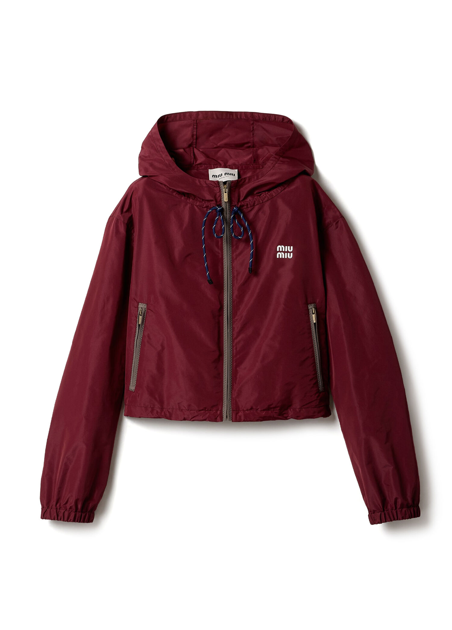 Bordo Teknik Kumaş Kapüşonlu Kadın Mont