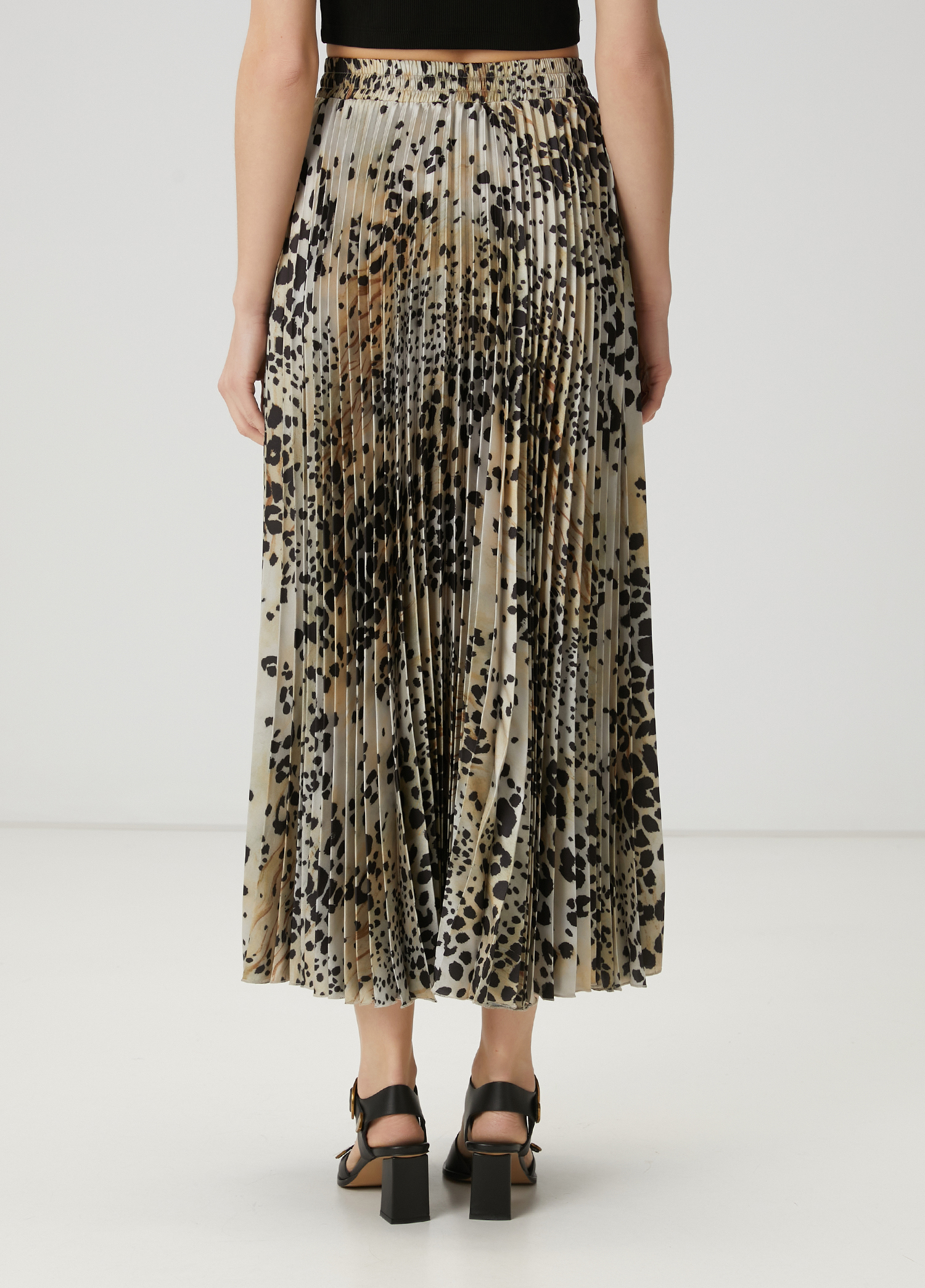Kahverengi Leopar Desenli Midi Plisoleil Etek_4