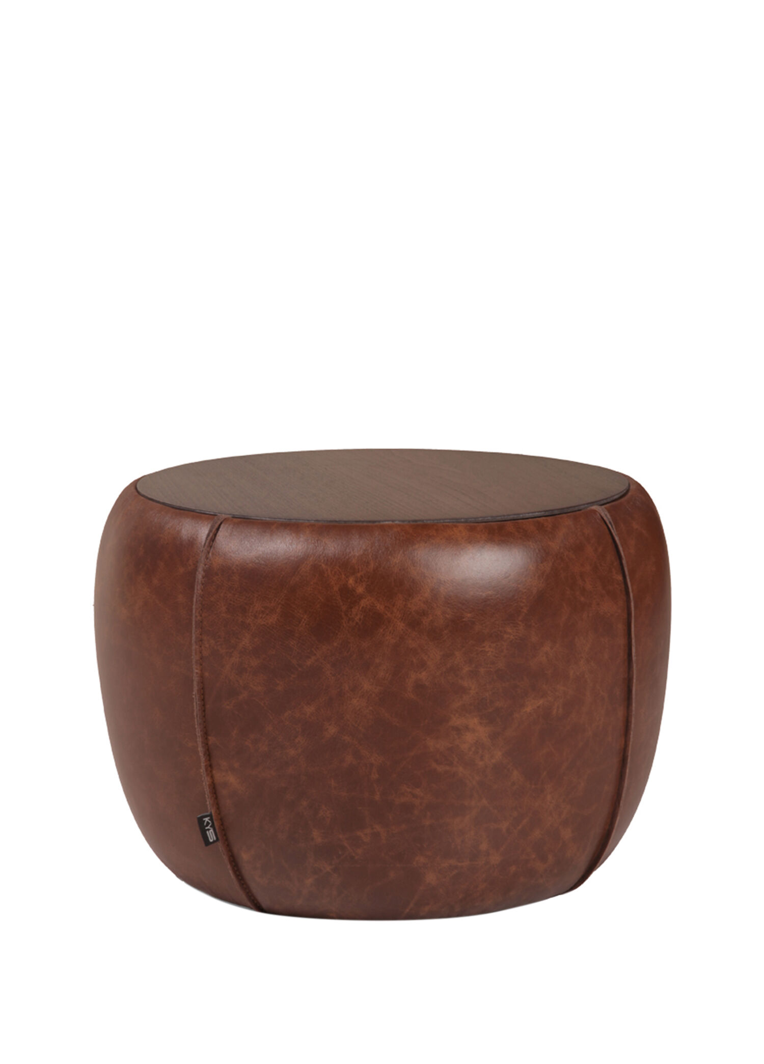 Chesnut Coffe Table Kahverengi Ahşap Deri Yan Sehpa