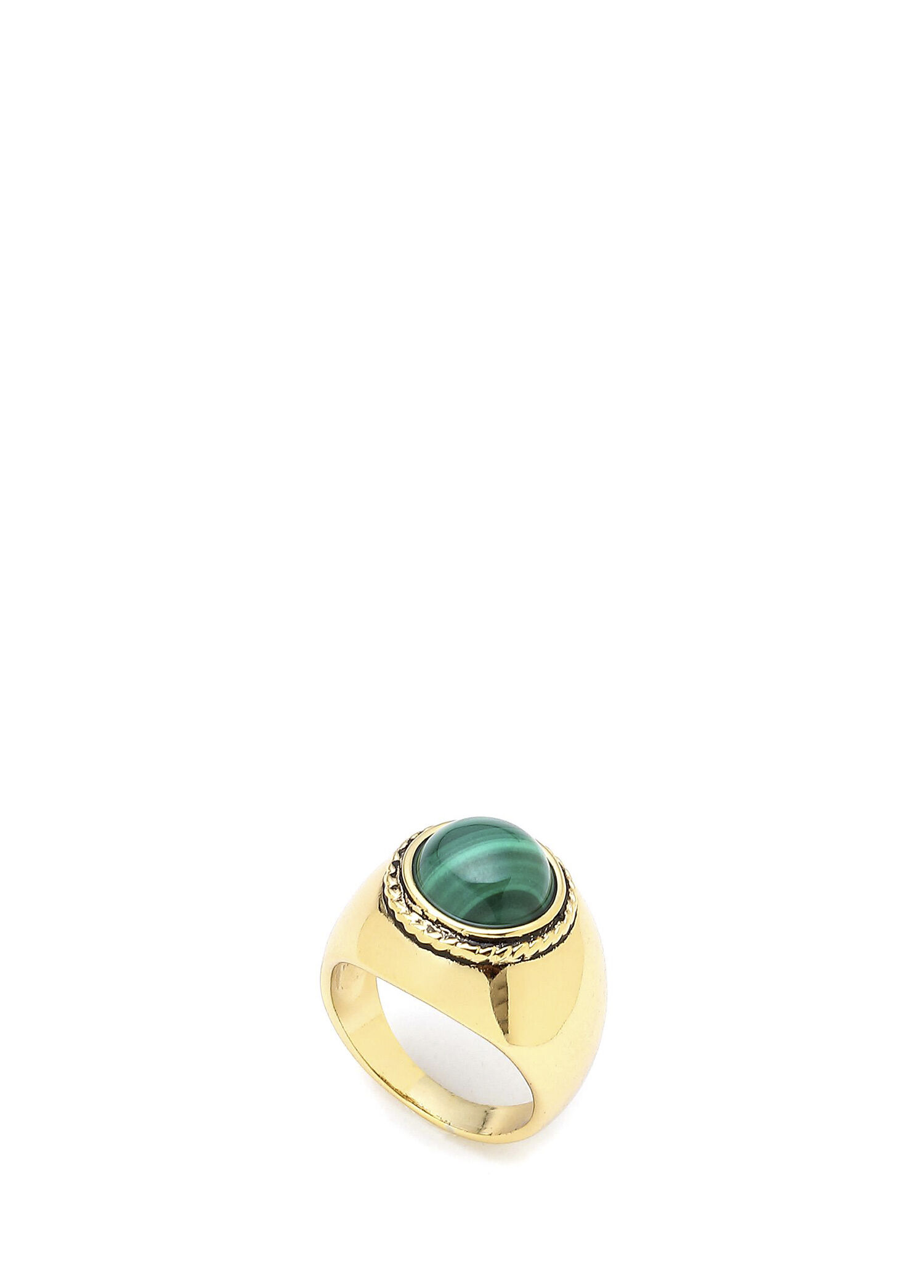Malachite Power Malahit Doğaltaş Altın Kaplama Kadın Yüzük