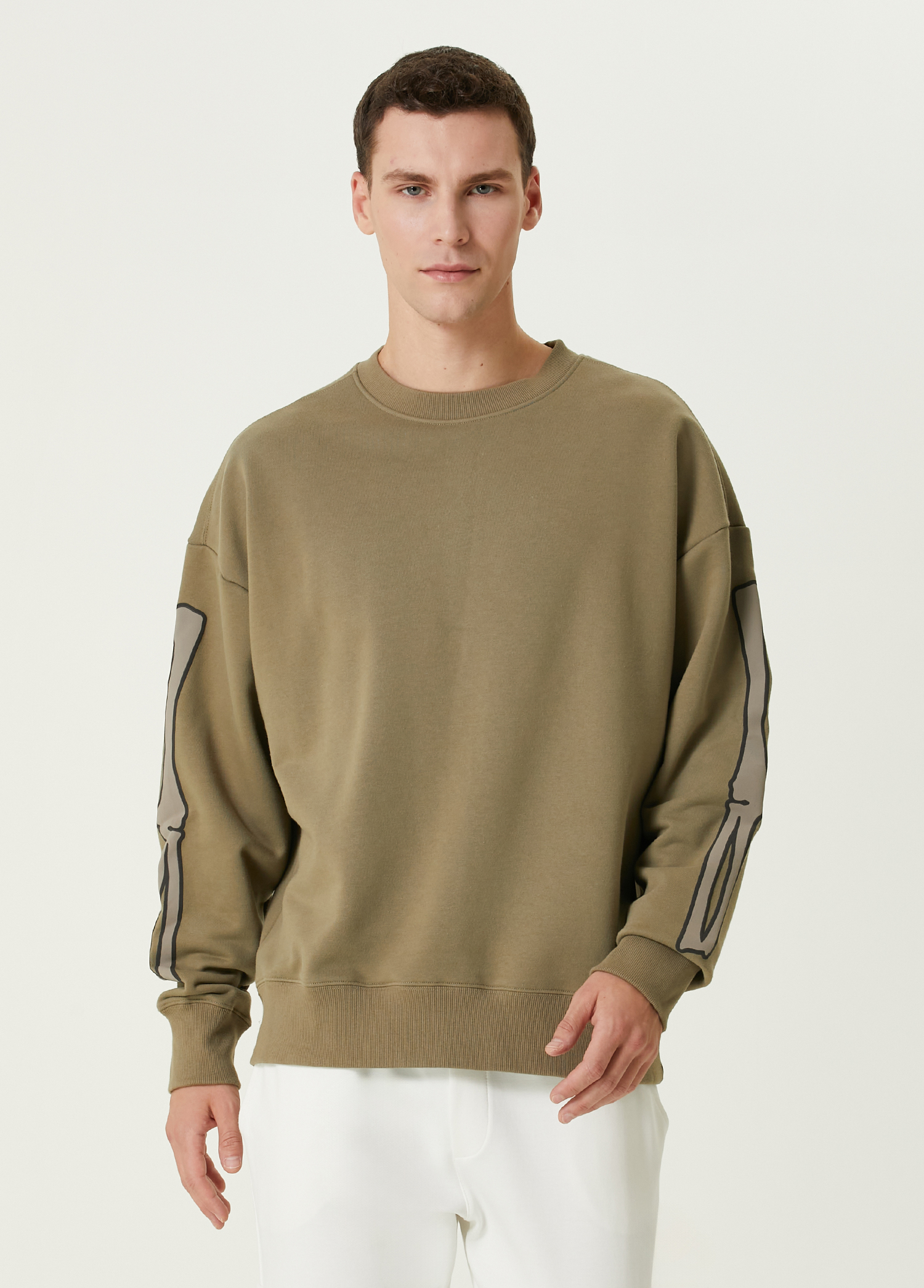 Haki Figür Baskılı Sweatshirt