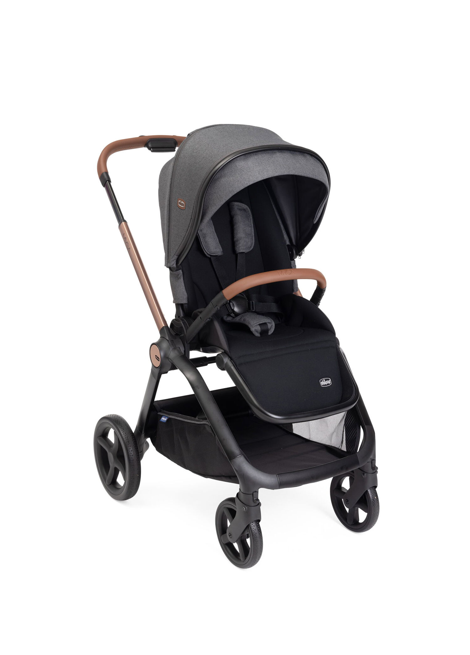 Mysa Black Satin Tek Elle Katlanabilen Çift Yönlü Bebek Arabası