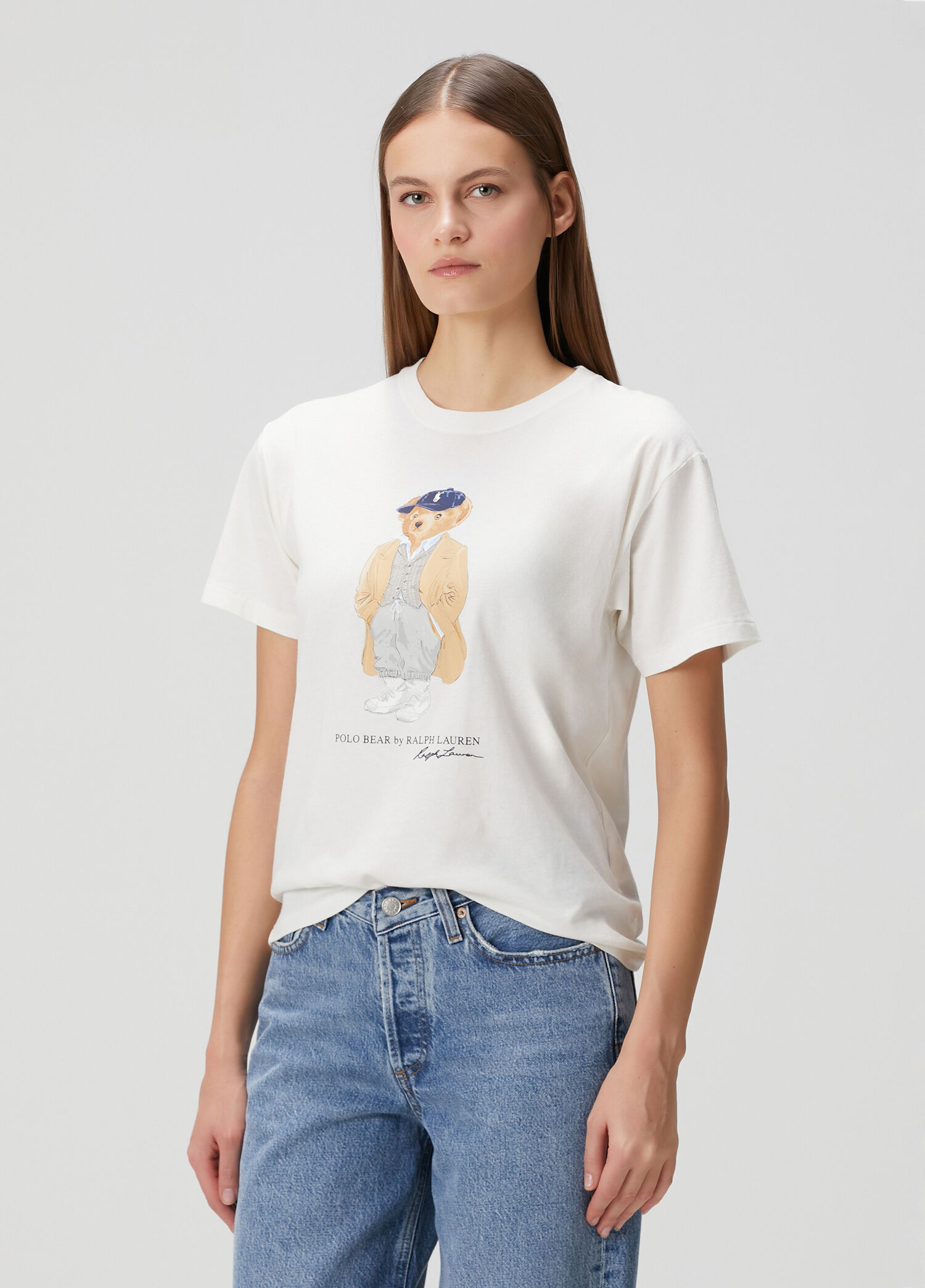 Polo Ralph Lauren Kırık Beyaz Kadın Polo Bear Beyaz T-shirt