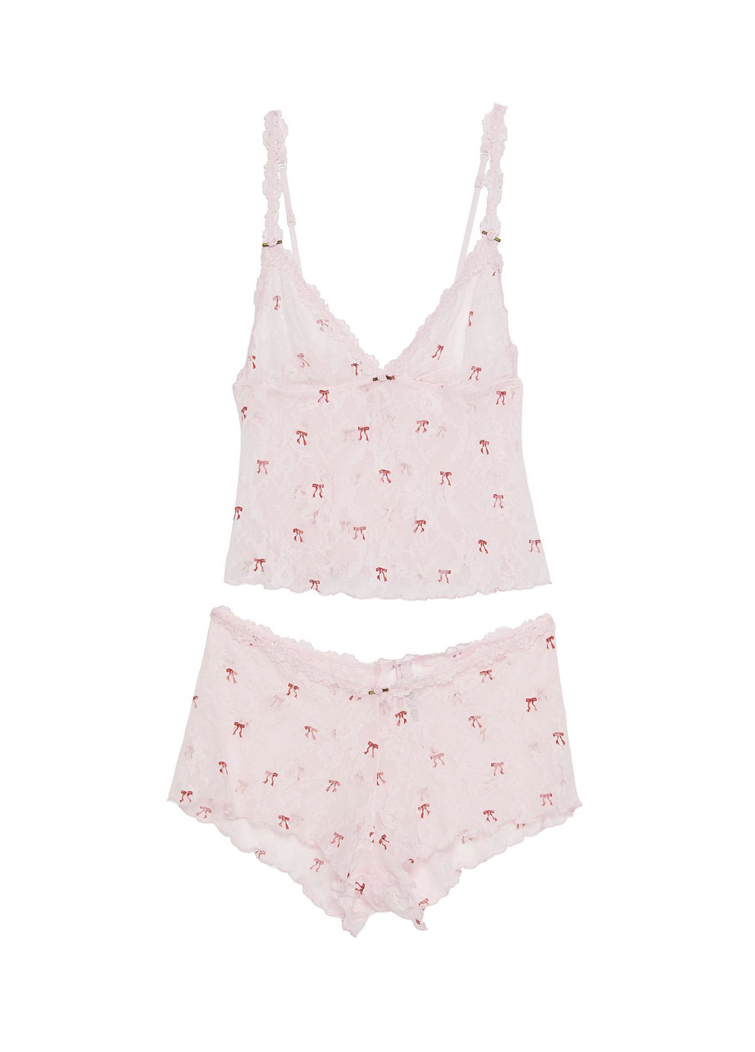 Stretch Lace Çok Renkli Üçgen Cami ve Şort Set