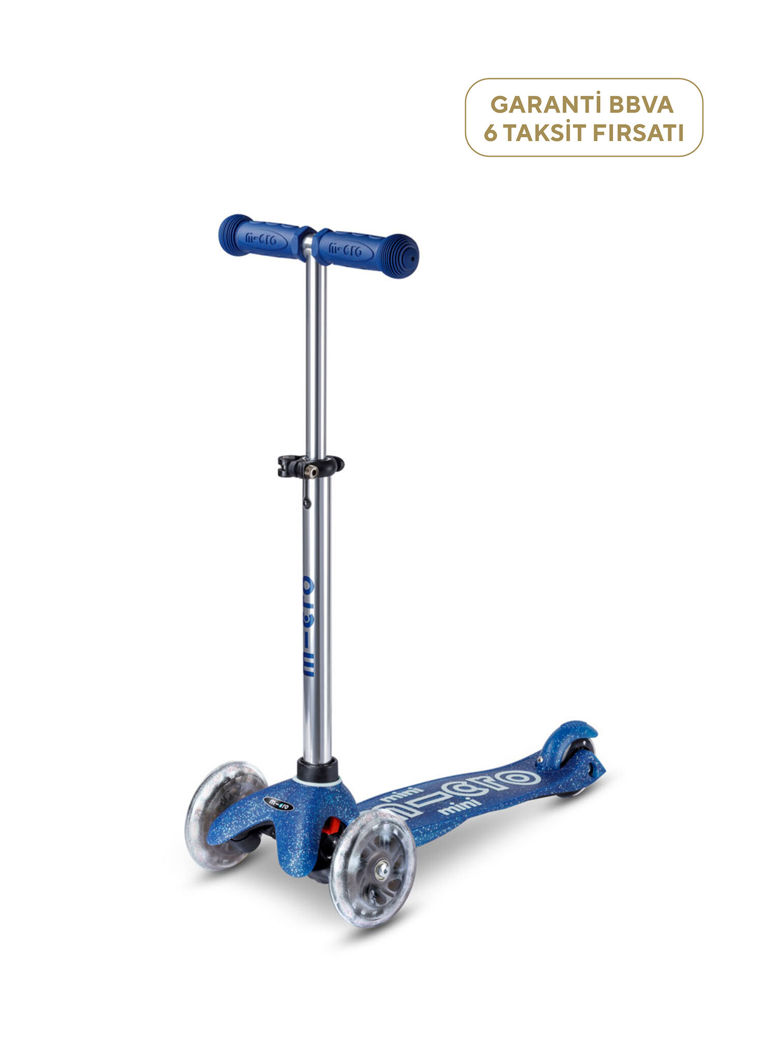 Mini Deluxe Galaxy Glitter LED Işıklı Ayarlanabilir Gidonlu 3 Tekerlekli 2-5 Yaş Çocuk Scooter