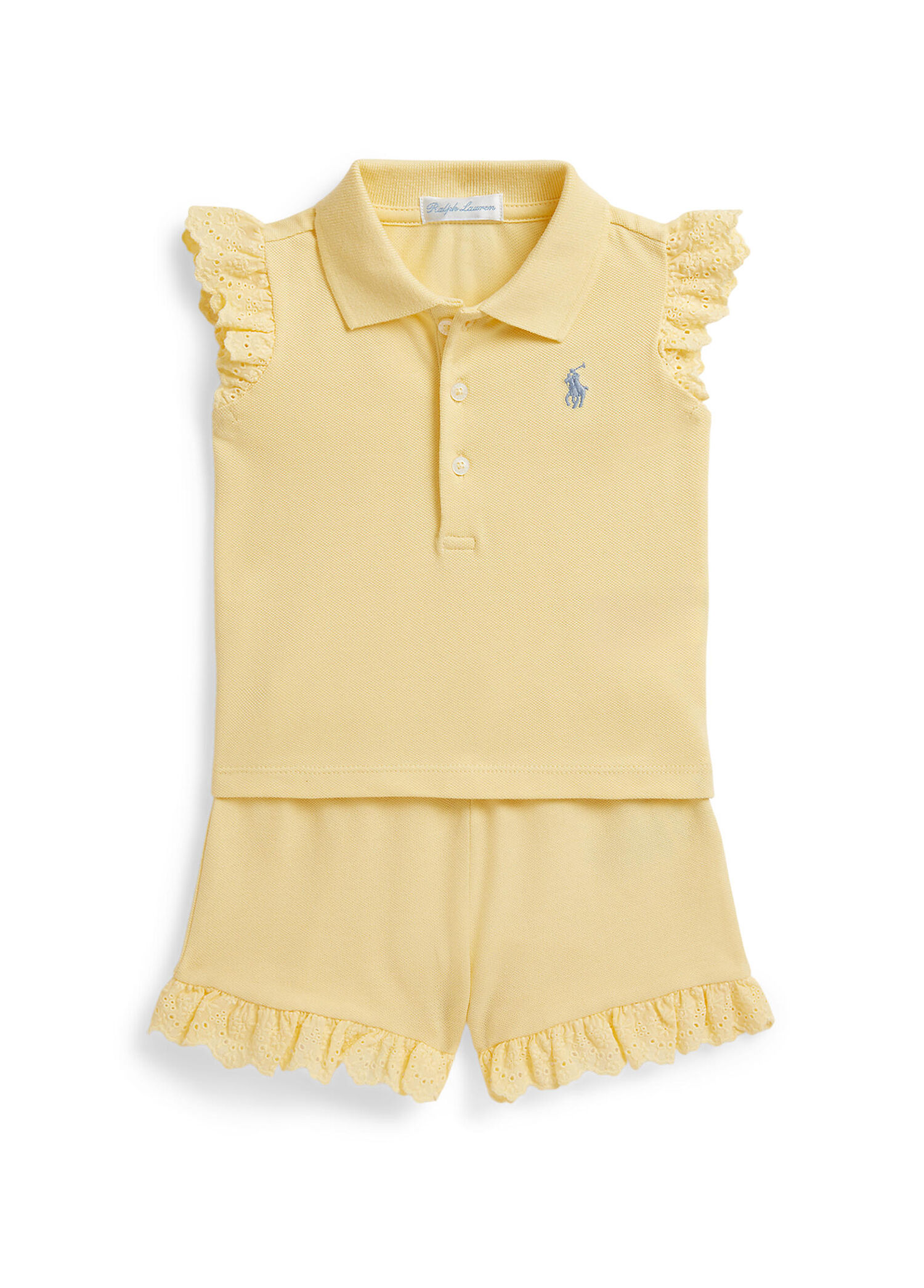 Sarı Dantel Detaylı Kız Bebek 2li Set