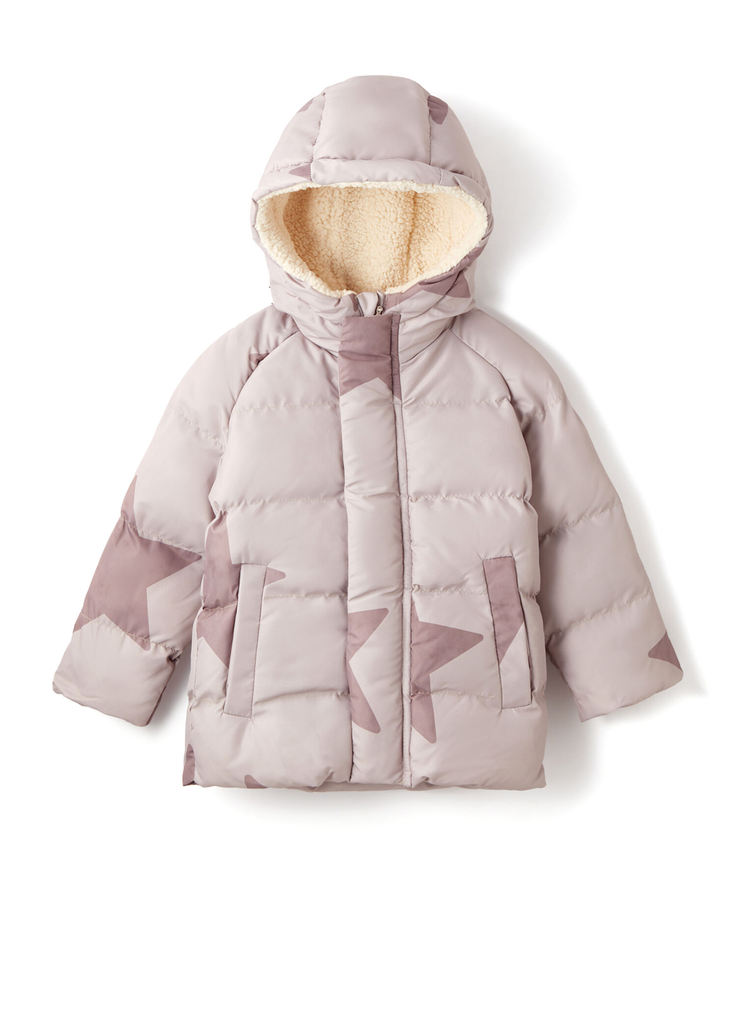Brown Stars Vizon Kapüşonlu Unisex Çocuk Mont