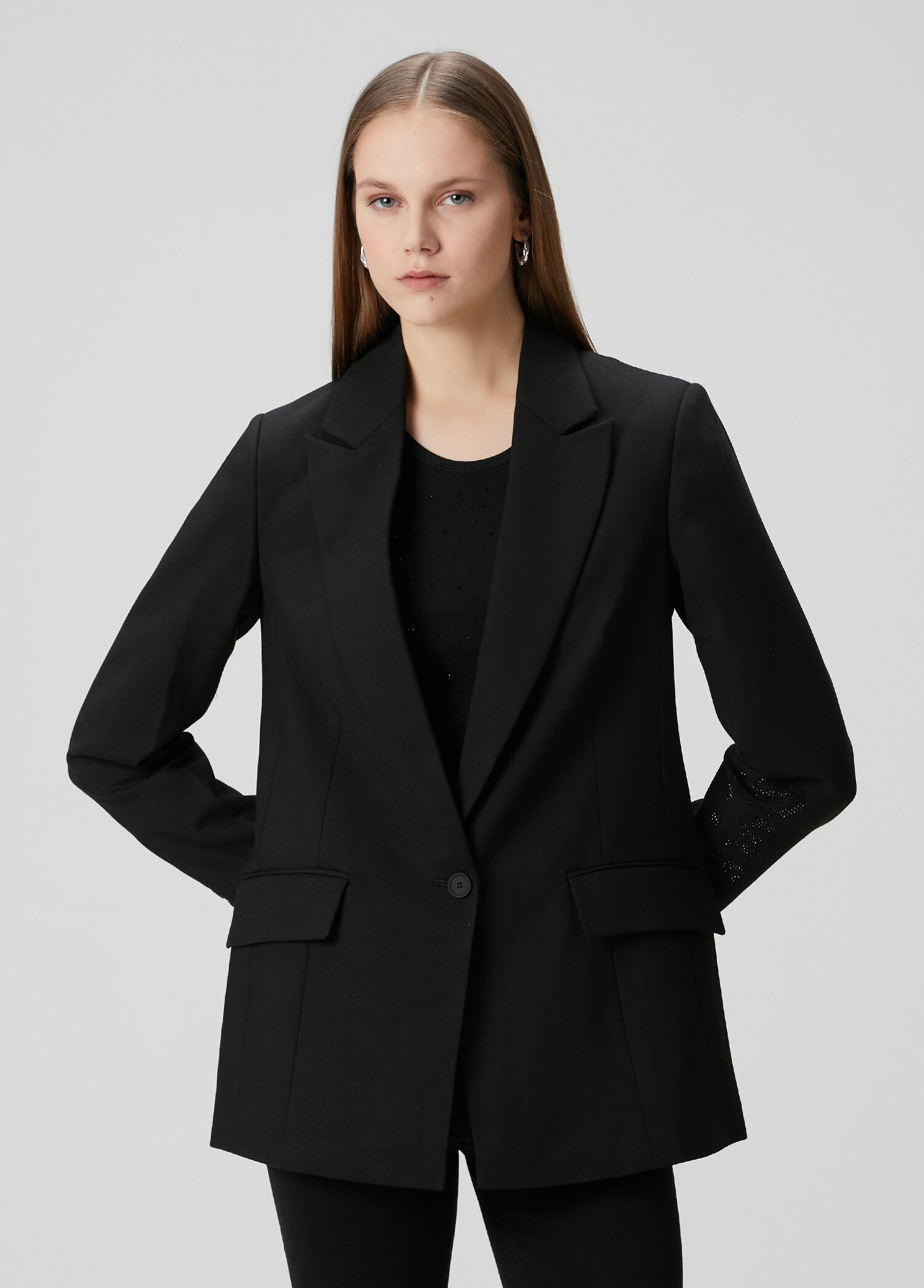 Ottie Relaxed Skull Siyah Yün Blazer