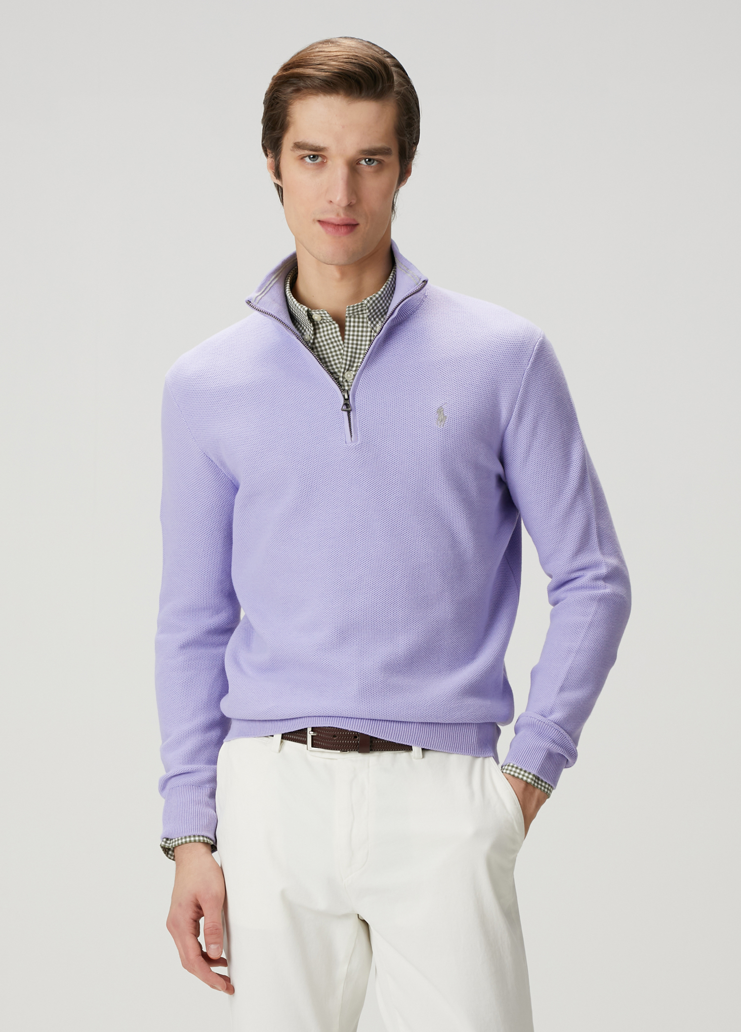 Polo Ralph Lauren Lilac Collar Zippered Sweater
