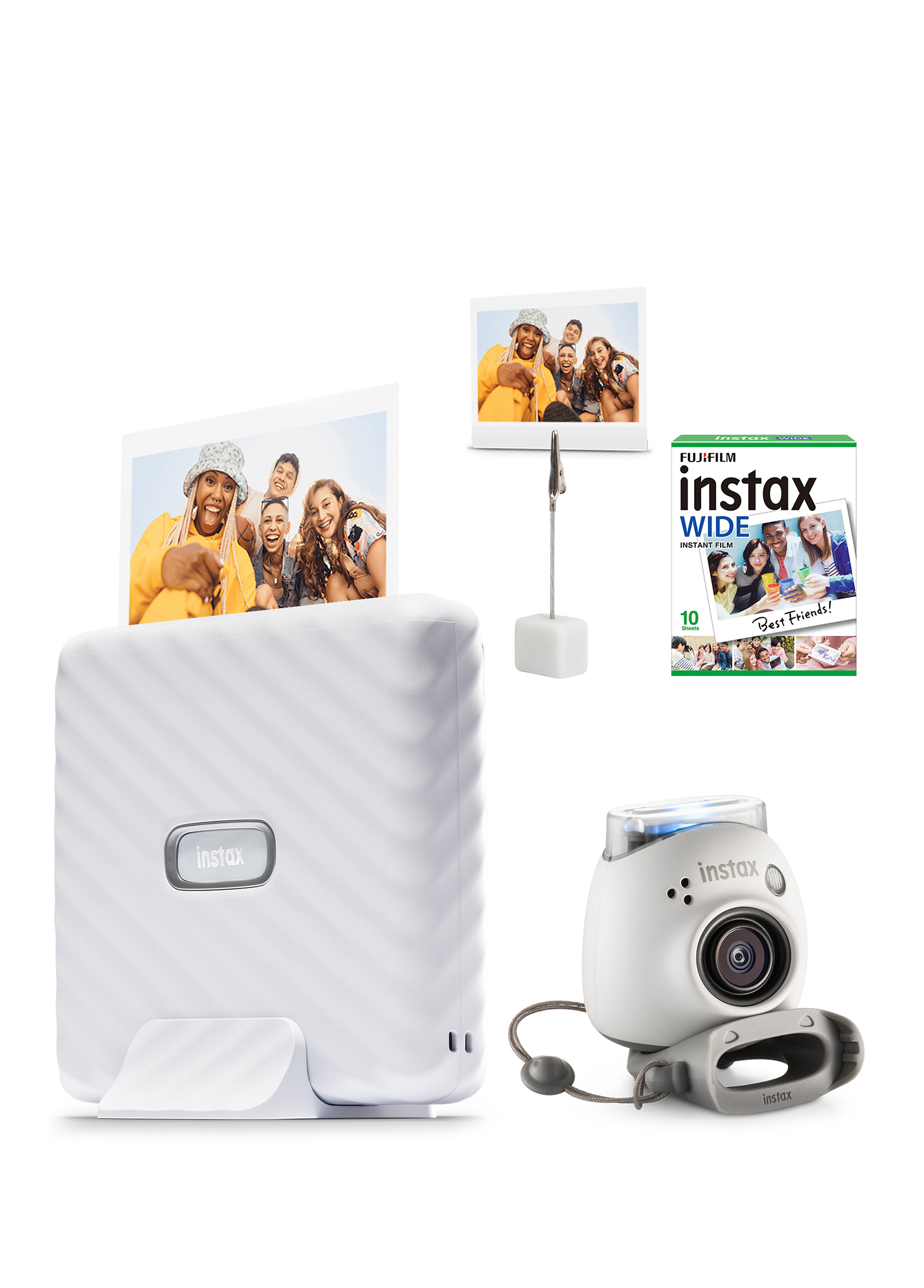 Instax Wide Link Beyaz Akıllı Telefon Yazıcısı + Pal Beyaz Dijital Kamera Seti