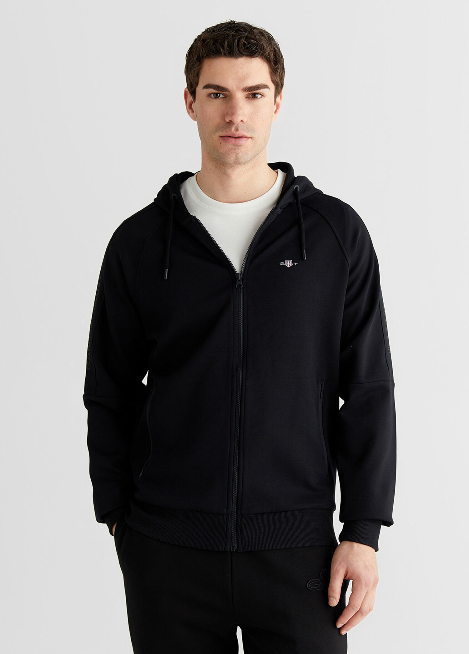Logo Tape Kapüşonlu Fermuarlı Regular Fit Erkek Sweatshirt