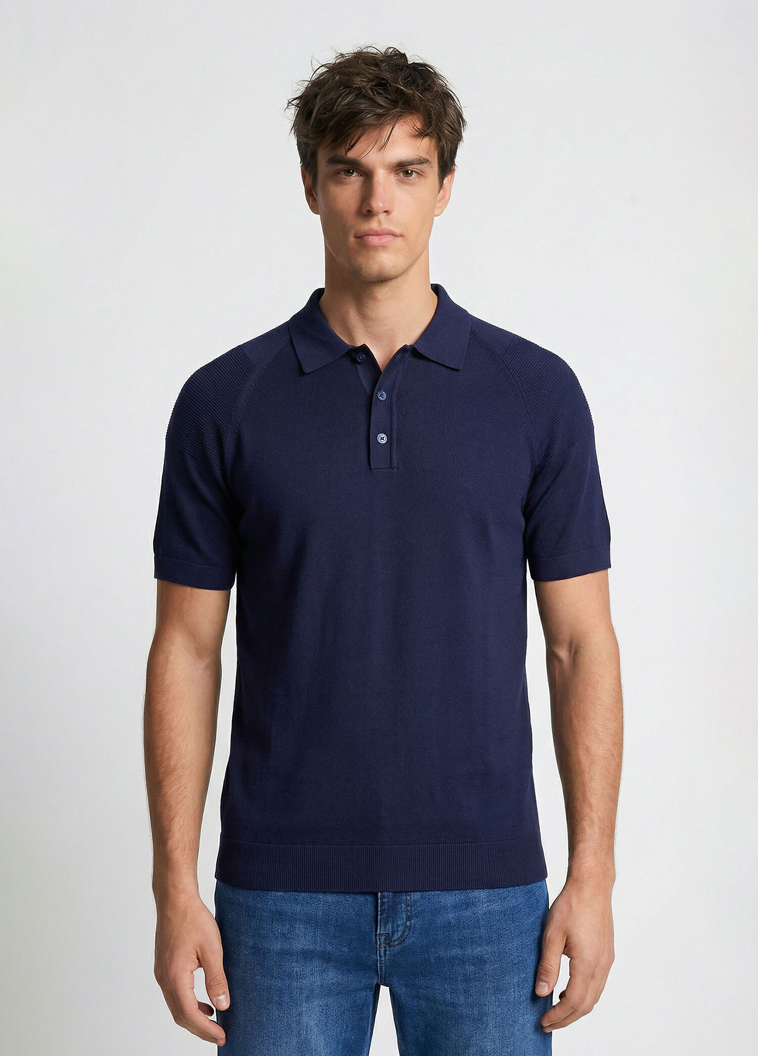 Lacivert Polo Yaka Triko Kazak