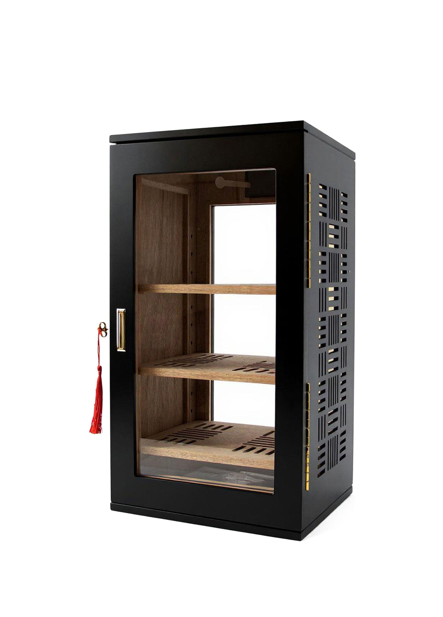 Gold Tasarım 3 Raflı Humidor Mat Siyah 120's Puro Kutusu