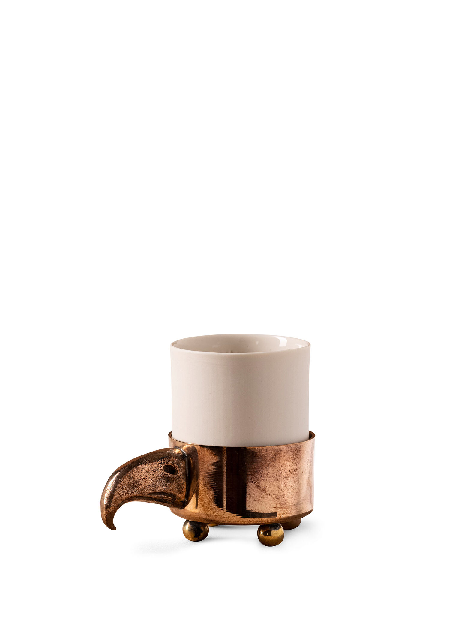 Pamola Bronz Beyaz Porselen Espresso Fincanı