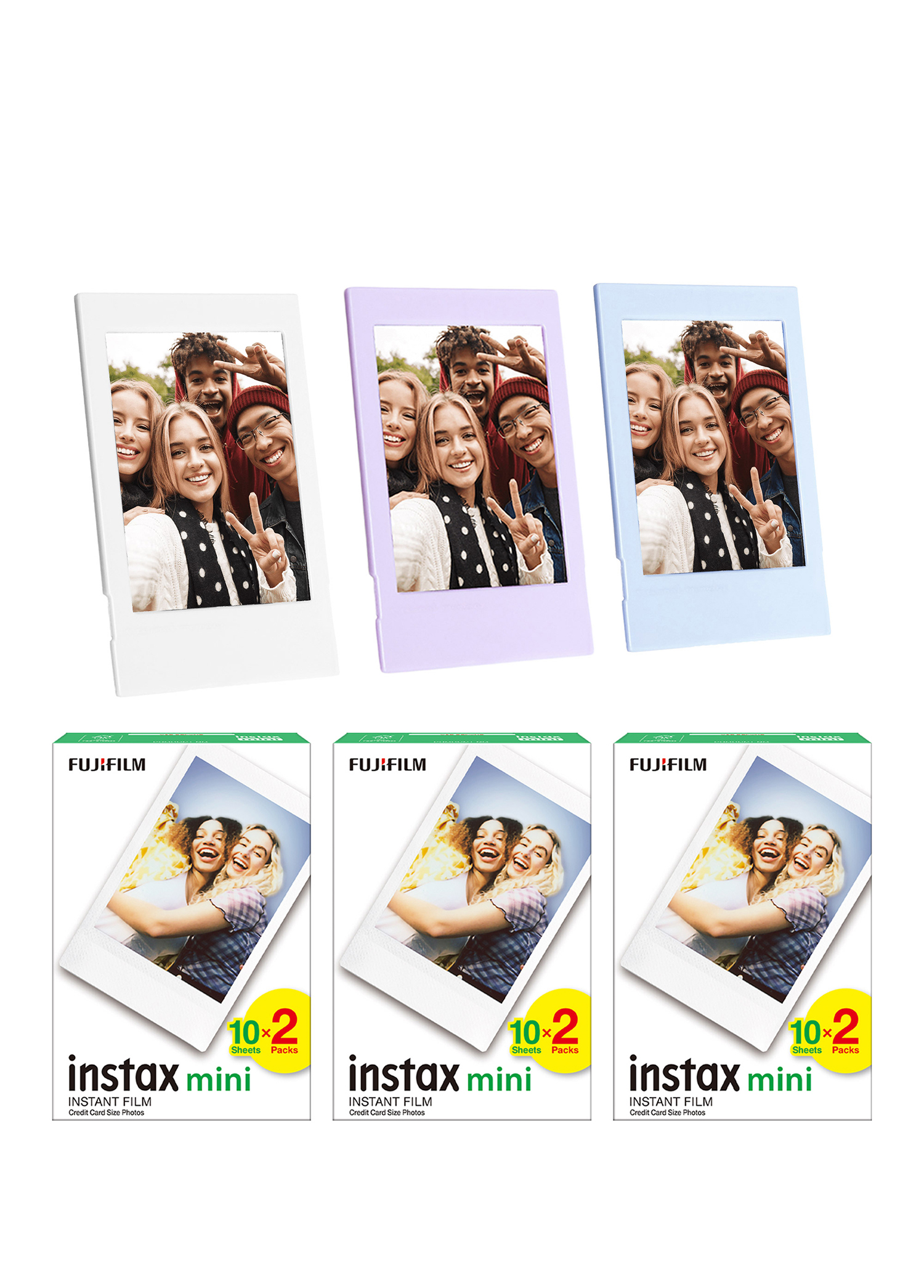 Instax mini 60'lı Film Lila Mavi ve Beyaz 3 Fotoğraf Çerçevesi