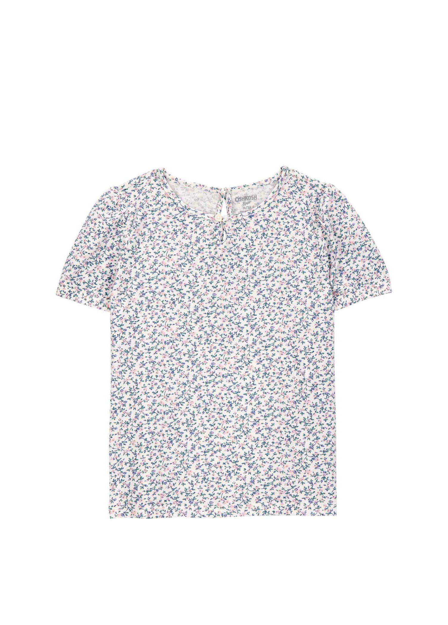 Çiçek Desenli Kısa Kollu Kız Çocuk T-shirt
