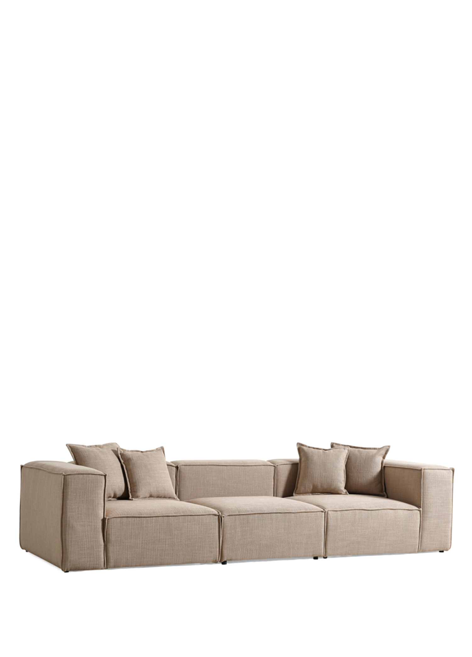 Volye Comfort Koyu Bej Keten Üçlü Kanepe
