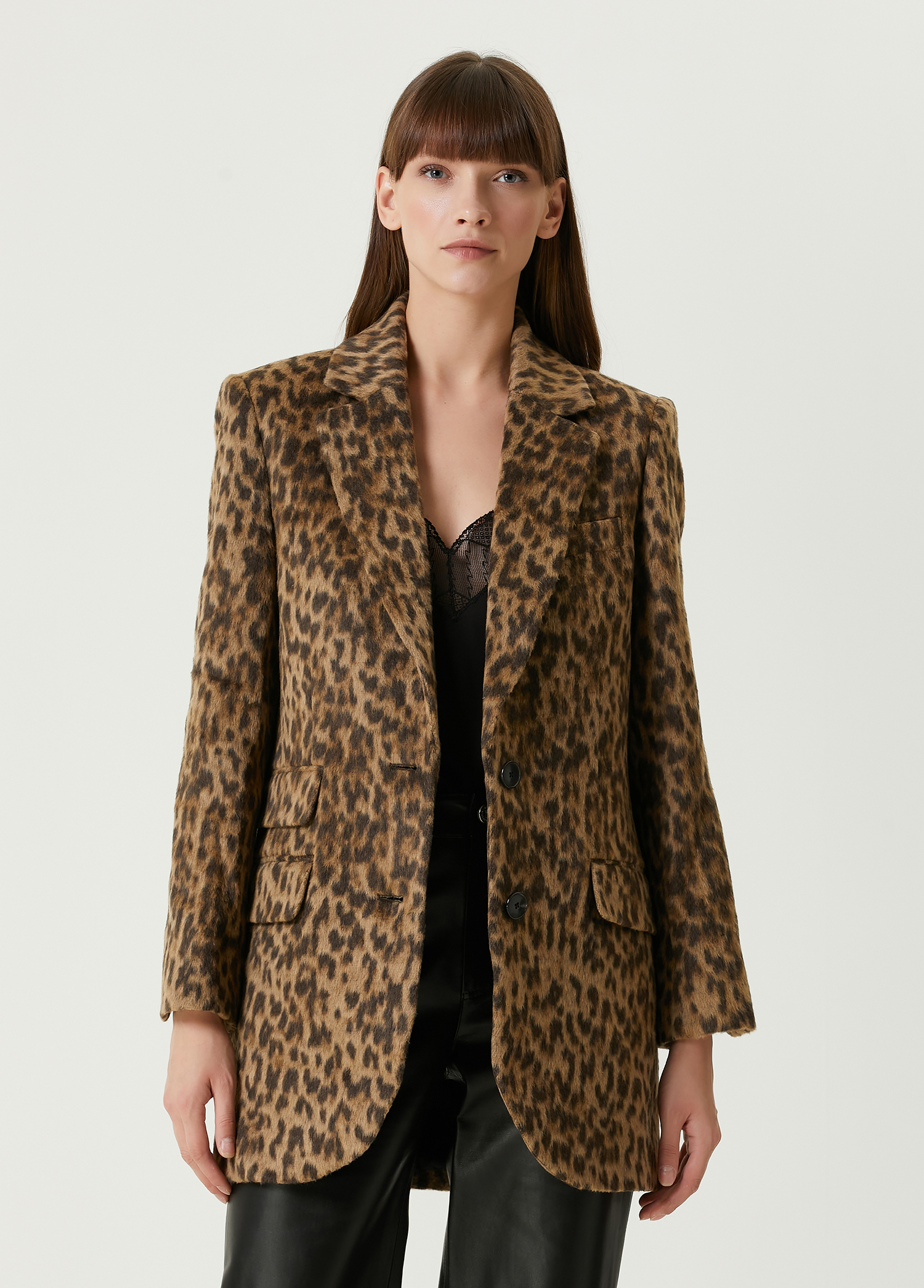 Naturel Leopar Desenli Blazer