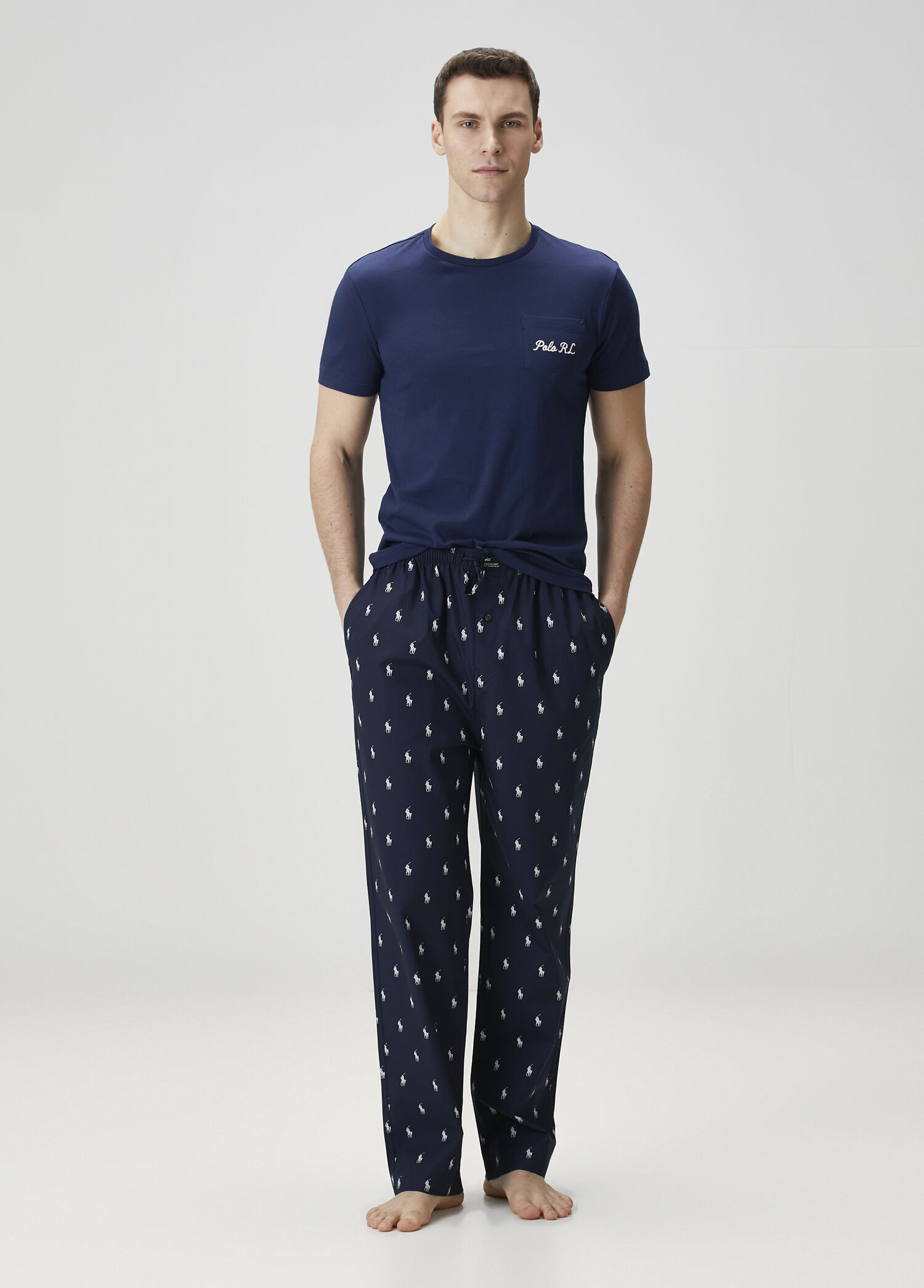 Lacivert Logo Desenli Pijama Altı