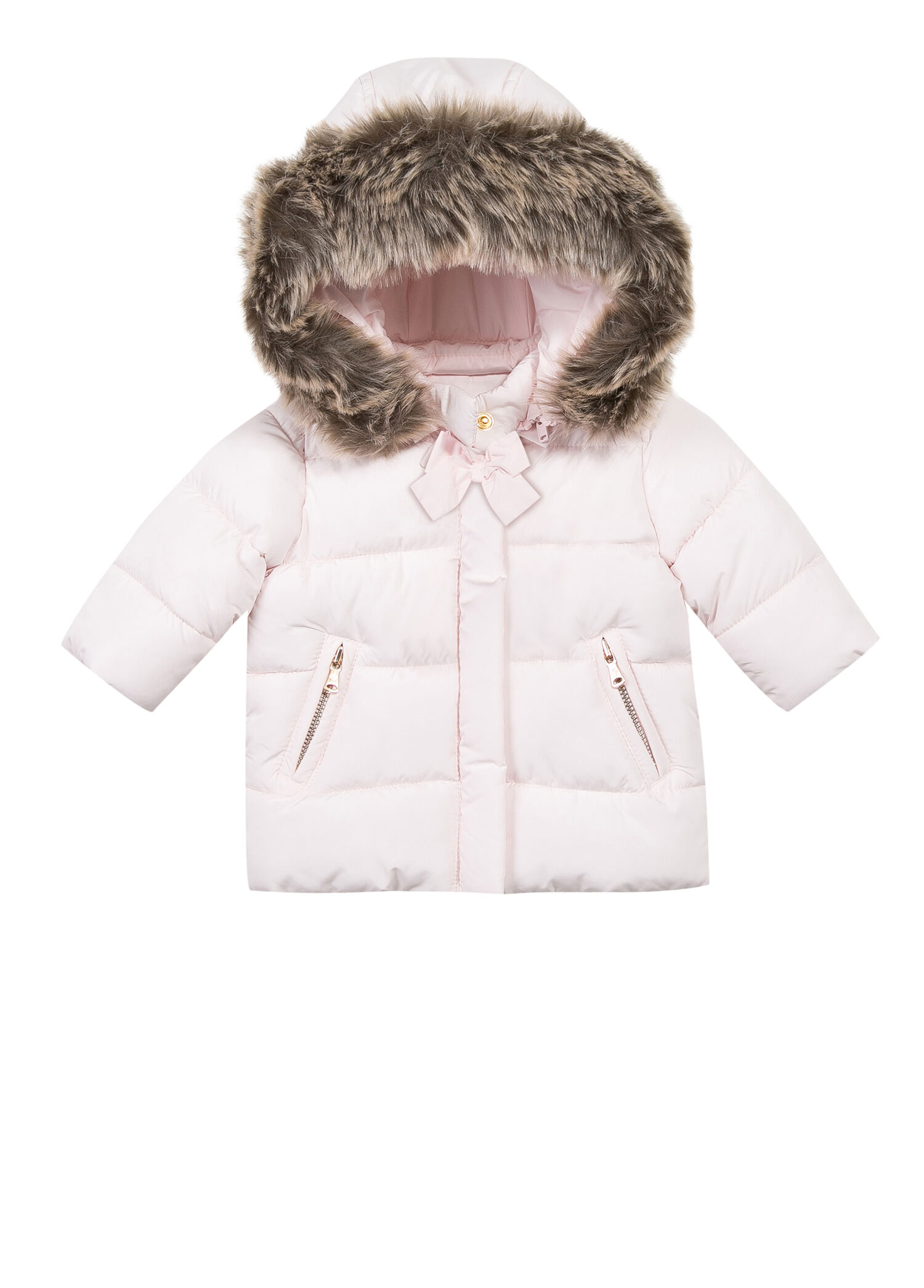 Pembe Kapüşonlu Kız Bebek Doudoune Mont