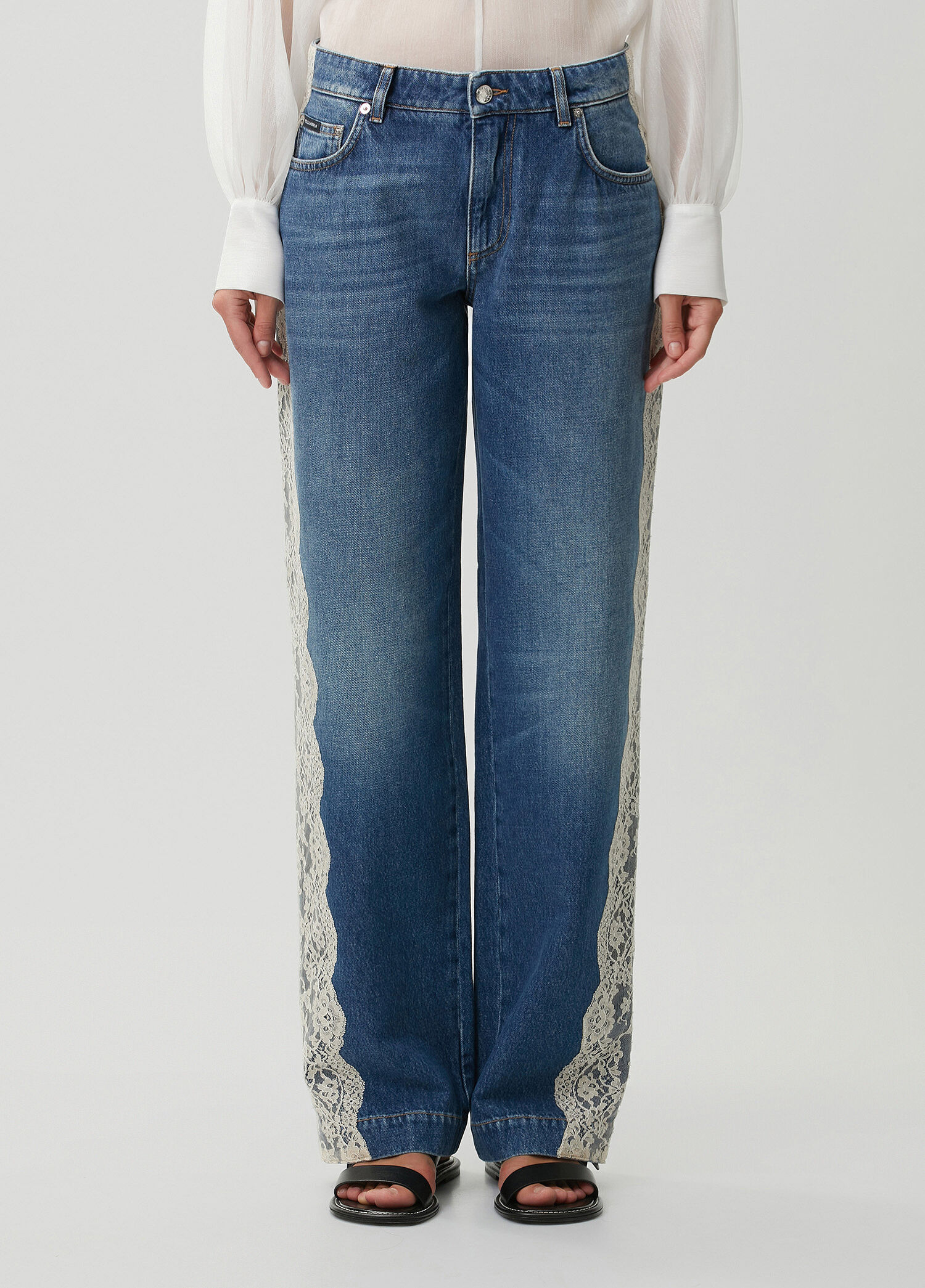 Dolce&Gabbana Mavi Kadın RE Edition 2000 Dantelli Jean Pantolon