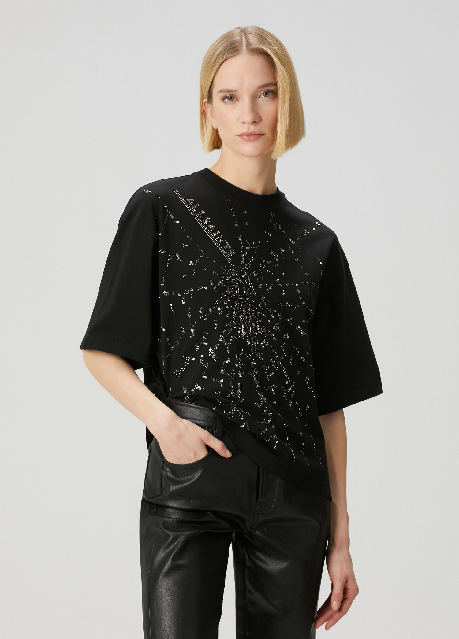 Amelie Shatter Relaxed Fit Siyah T-shirt