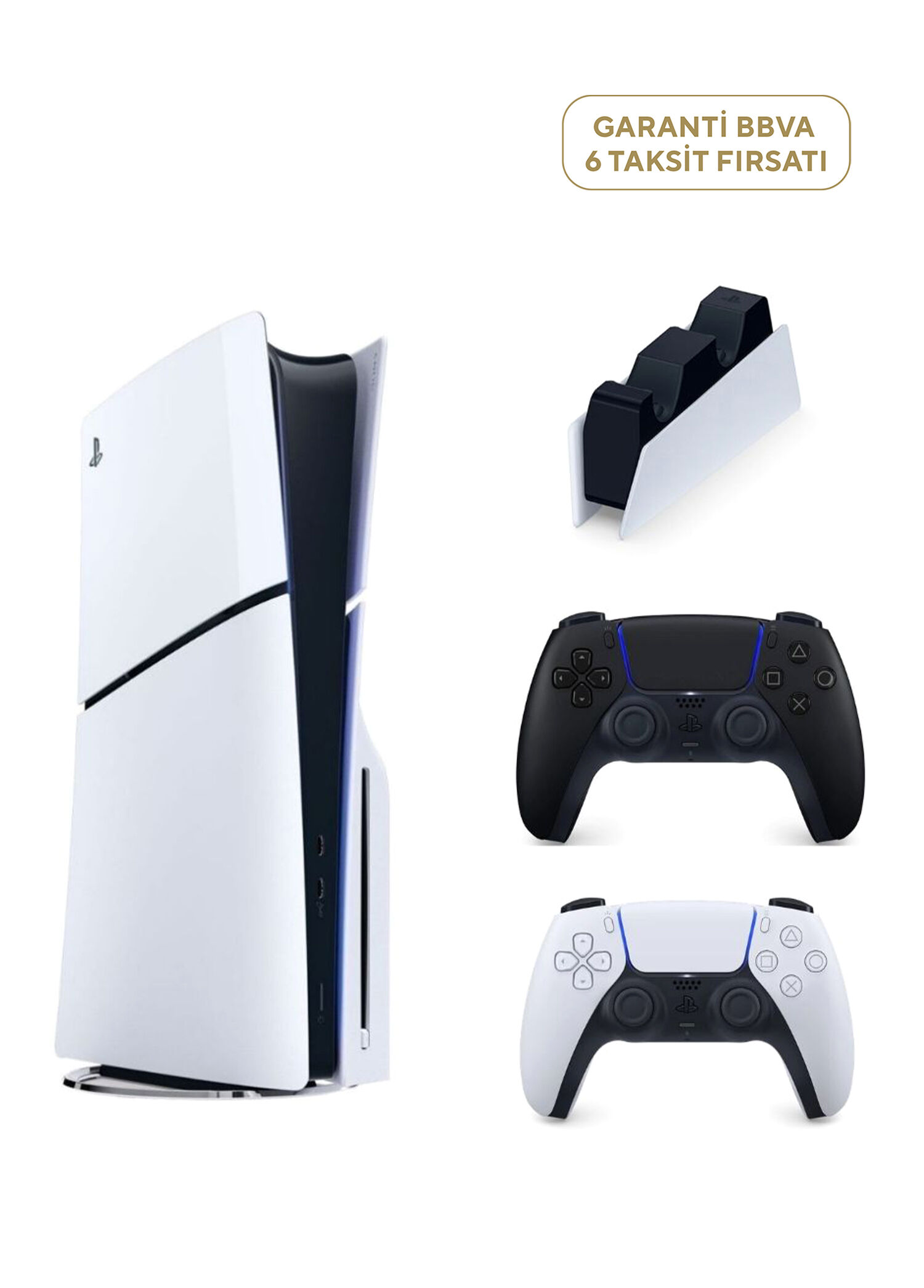 PlayStation 5 1 TB Slim CD Edition Oyun Konsolu + 2. PS5 Kol Siyah + PS5 Şarj İstasyonu