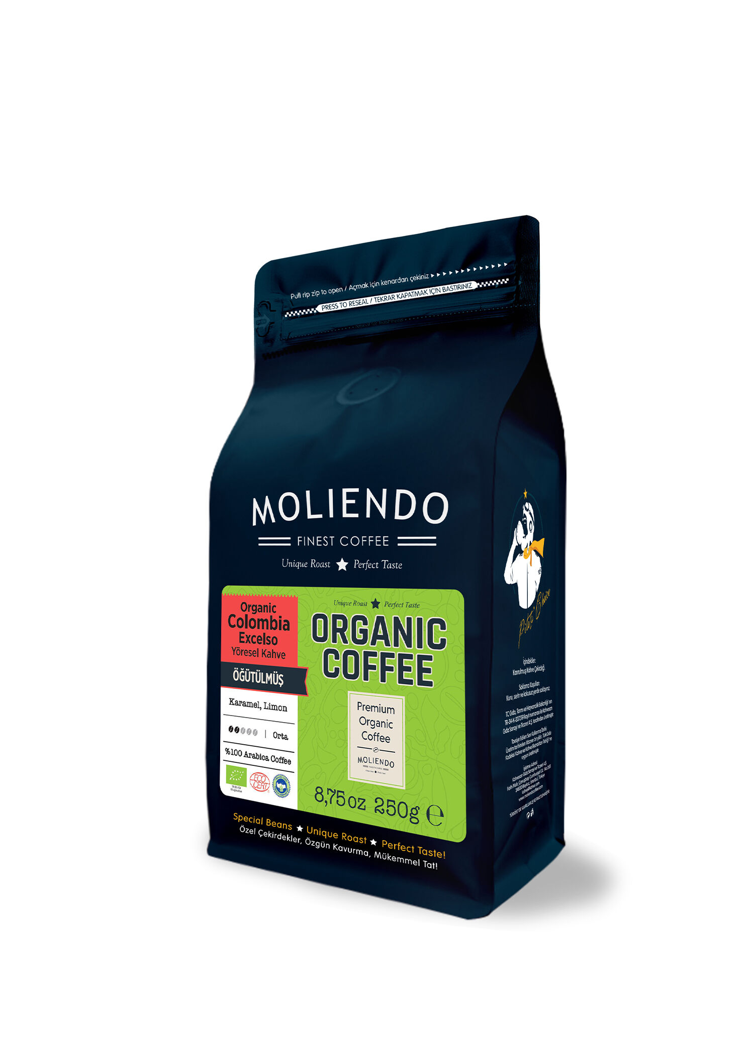 Organic Colombia Excelso Öğütülmüş Yöresel Filtre Kahve 250 gr