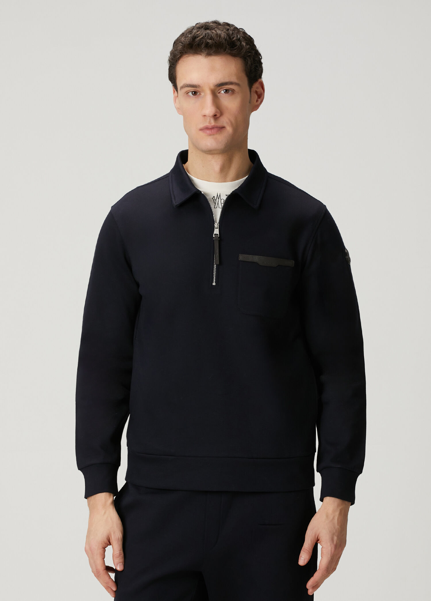 Lacivert Polo Yaka Sweatshirt