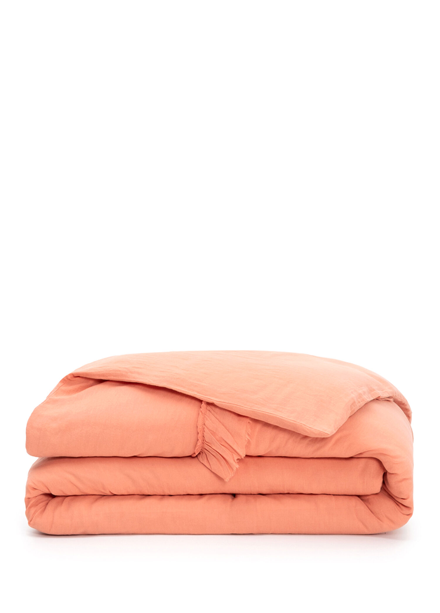 Frill Şeftali Keten Çift Kişilik Nevresim Kılıfı 200 x 220 cm