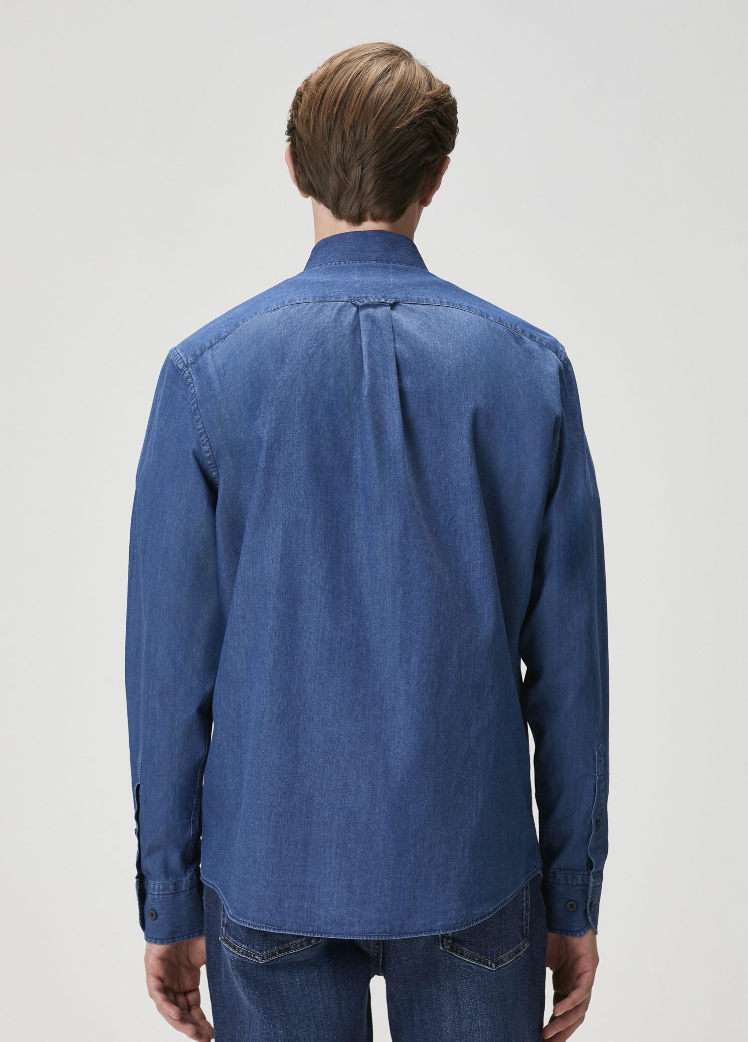 Comfort Fit Lacivert Denim Gömlek_4