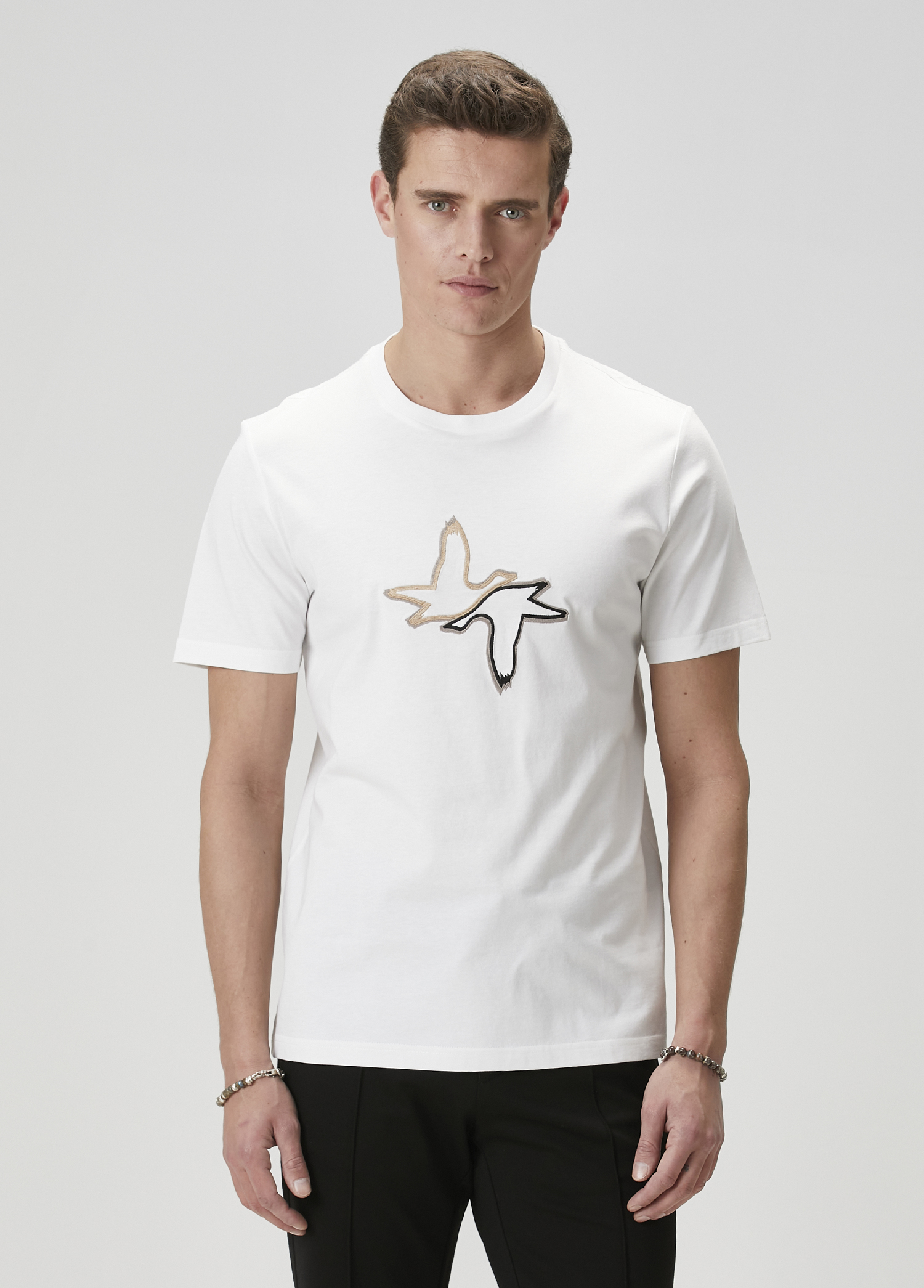 Beyaz Kaz Nakışlı T-shirt_2