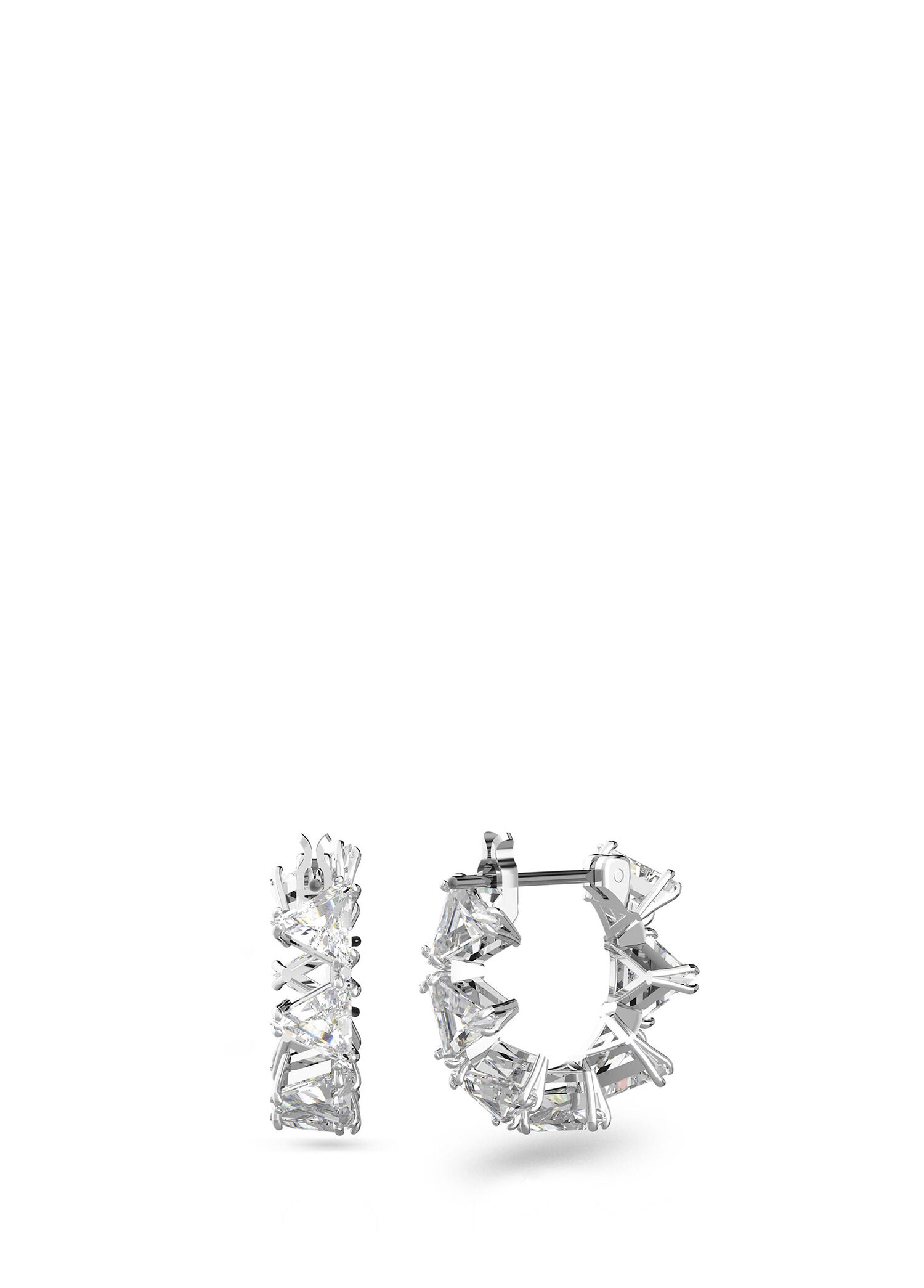 Millenia Ortyx Pierced Earrings Mini Hoop Triangle Rhodium Shiny White Kadın Küpe